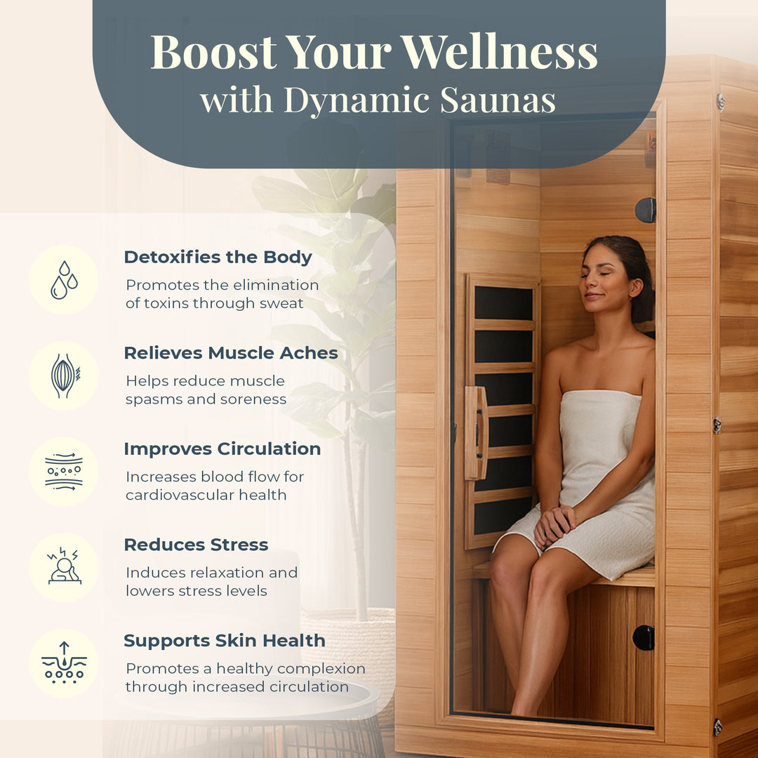 Dynamic Saunas Elite 1 Person Compact Ultra Low EMF FAR Infrared Home Sauna - VMInnovations