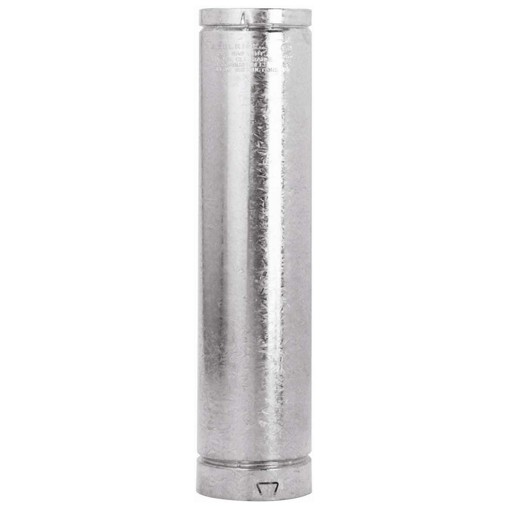 Selkirk 4" Diameter Round Type B Gas Chimney Vent Pipe 24" Length Silver, 104024 - VMInnovations