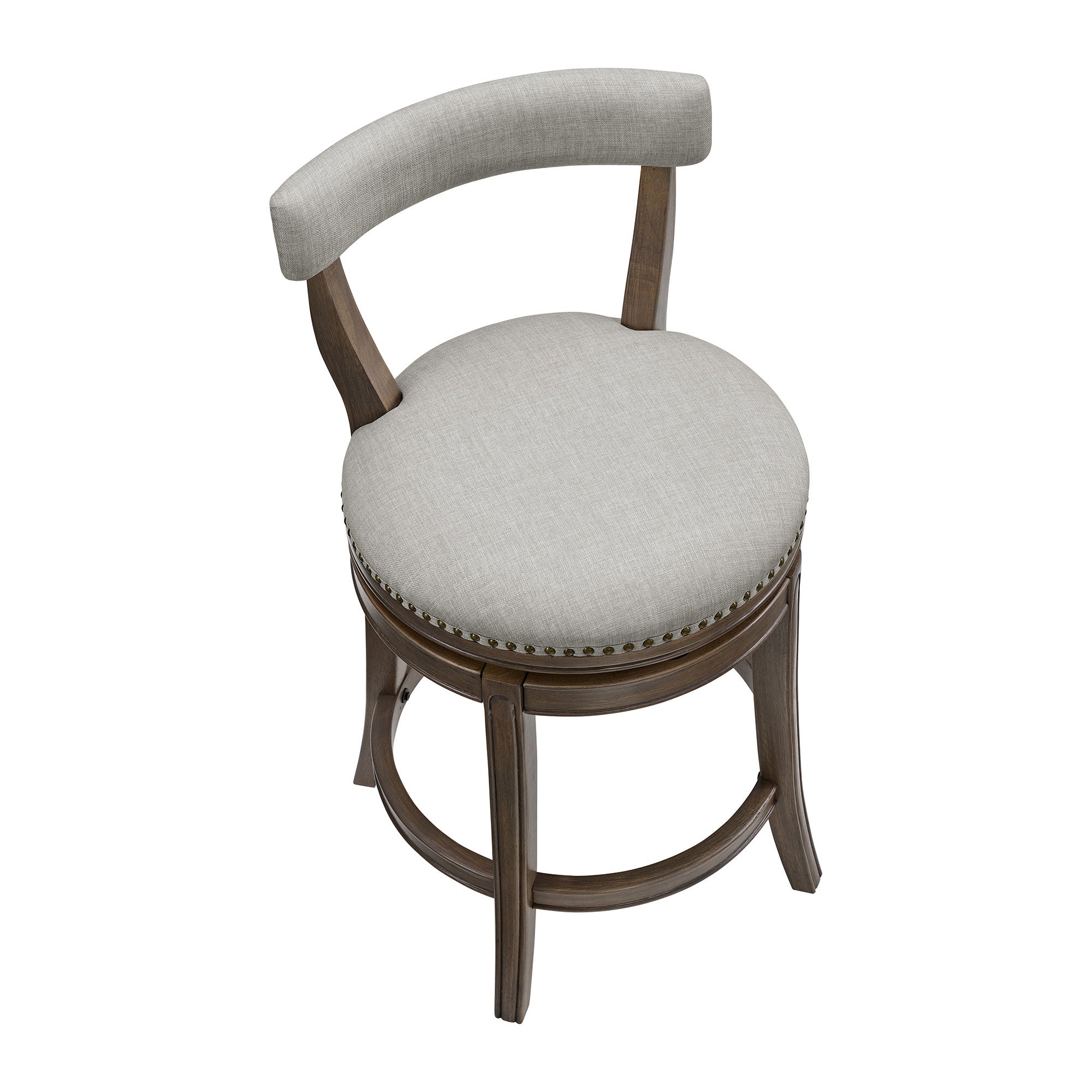 ROME + OAK Ruxban 26" Swivel Counter Stool, Weathered Oak, Sand Fabric, Set of 2