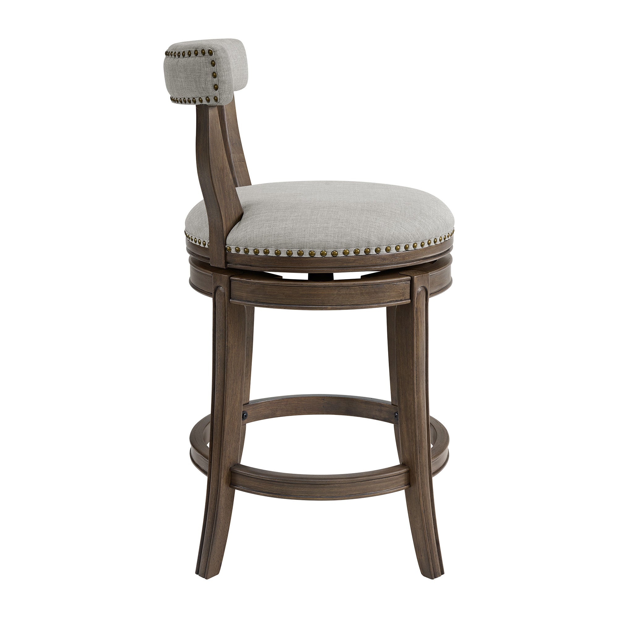 ROME + OAK Ruxban 26" Swivel Counter Stool, Weathered Oak, Sand Fabric, Set of 2