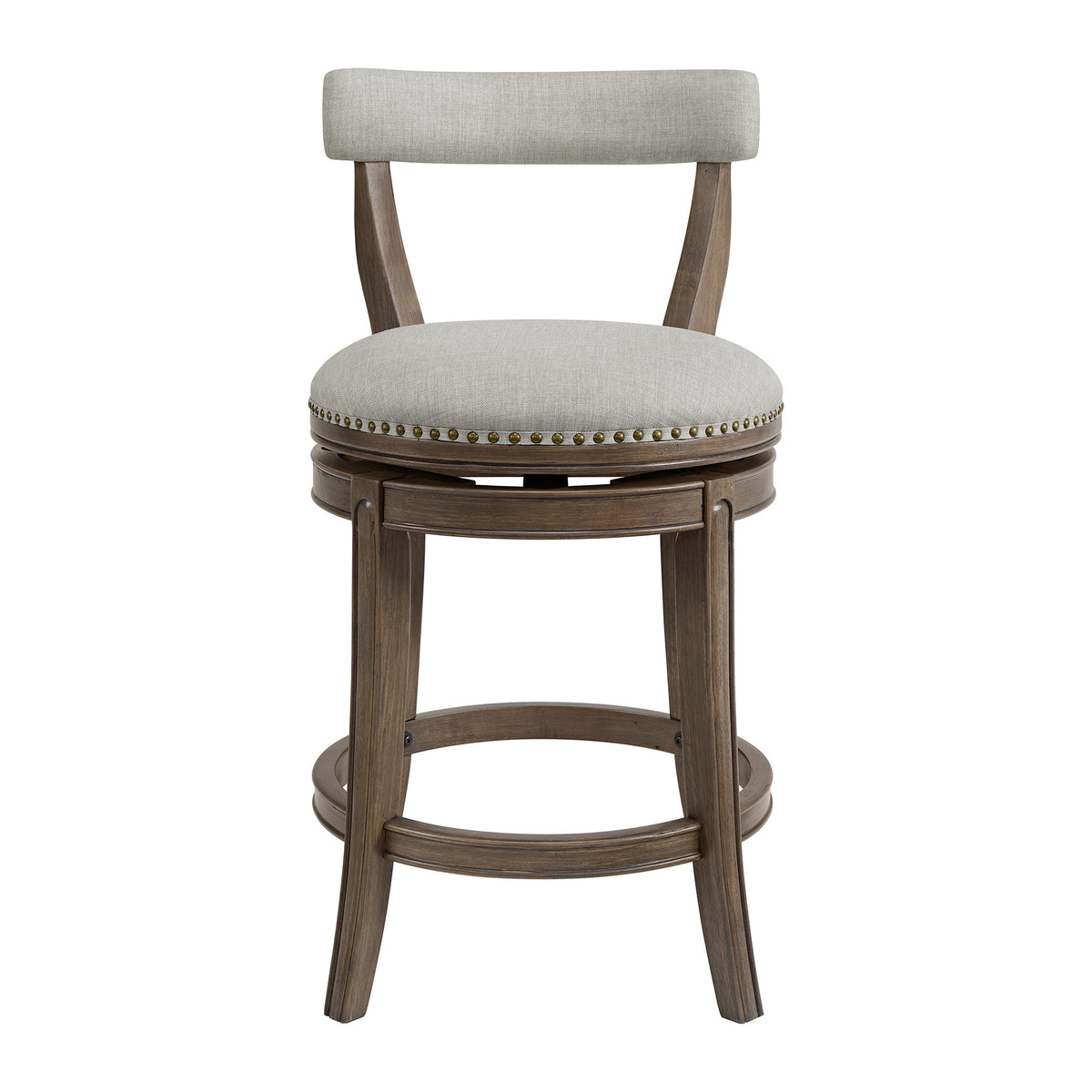 ROME + OAK Ruxban 26" Swivel Counter Stool, Weathered Oak Sand Fabric (Open Box)