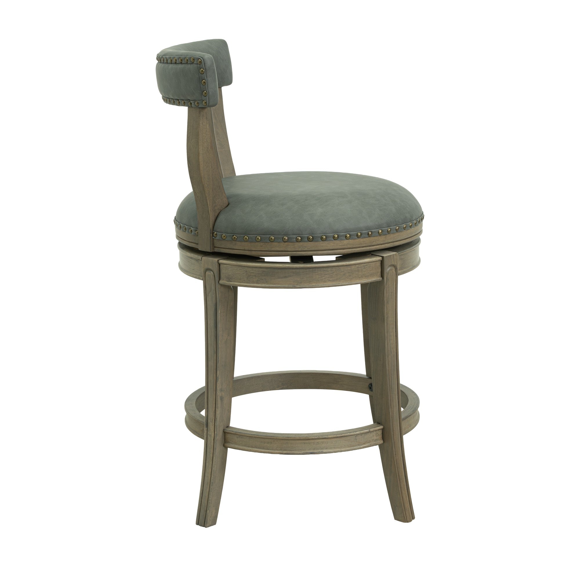 ROME + OAK Ruxban 26" Swivel Counter Stool, Oak, Stone Vegan Leather, Set of 4