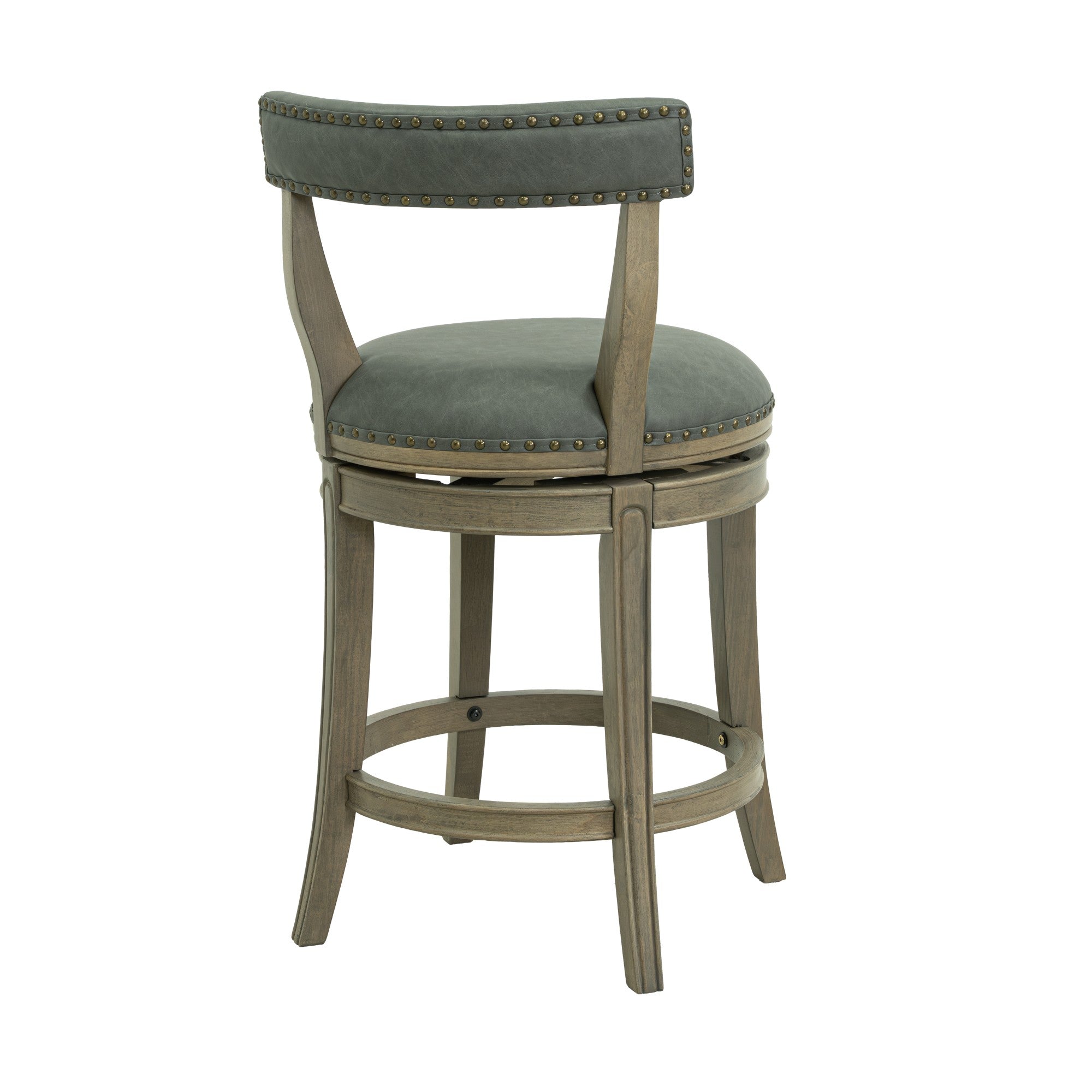 ROME + OAK Ruxban 26" Swivel Counter Stool, Oak, Stone Vegan Leather, Set of 4