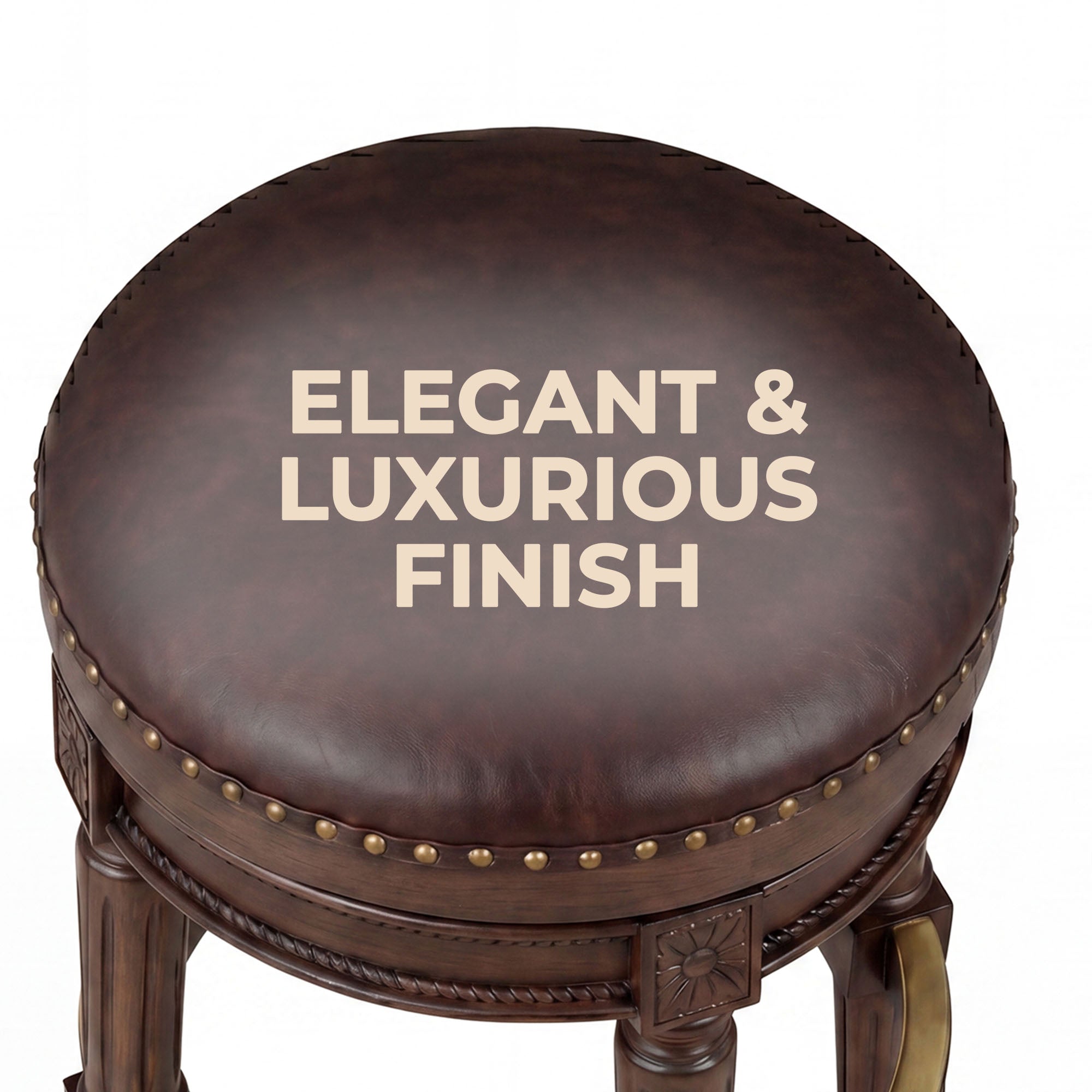 ROME + OAK Runyan Backless Swivel Counter Stoolt, Brown Vegan Leather (Open Box)