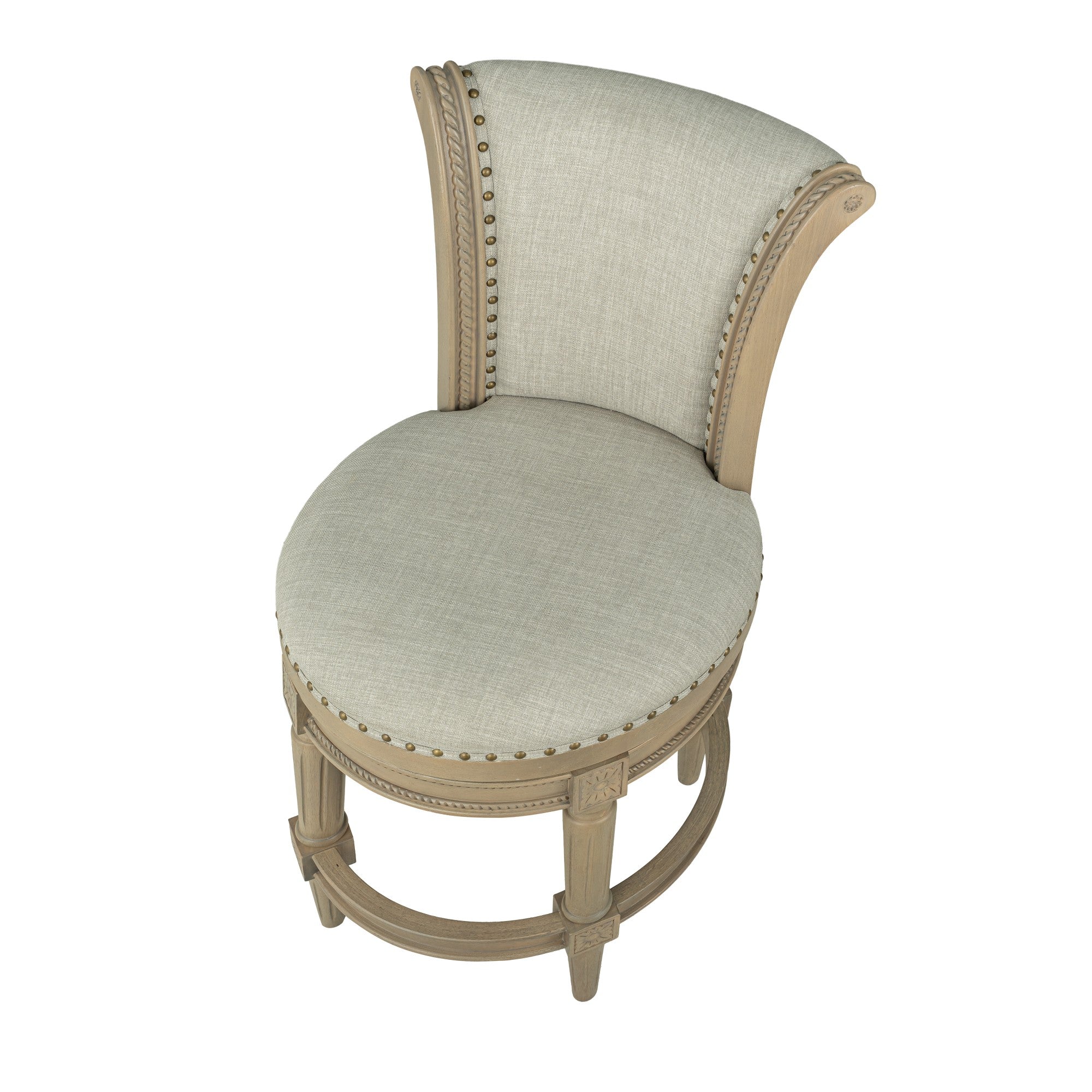 ROME + OAK Runyan 26" Swivel Counter Stool, Reclaimed Oak, Grey Fabric, Set of 2