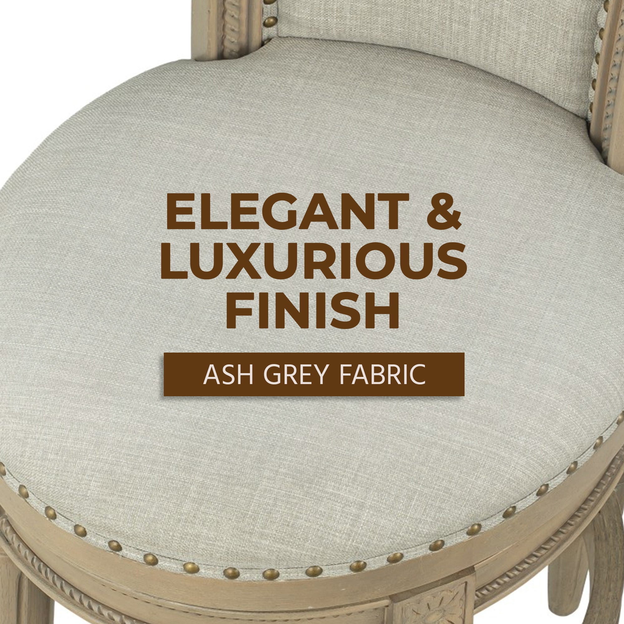 ROME + OAK Runyan 26" Swivel Counter Stool, Reclaimed Oak, Ash Grey Fabric - VMInnovations