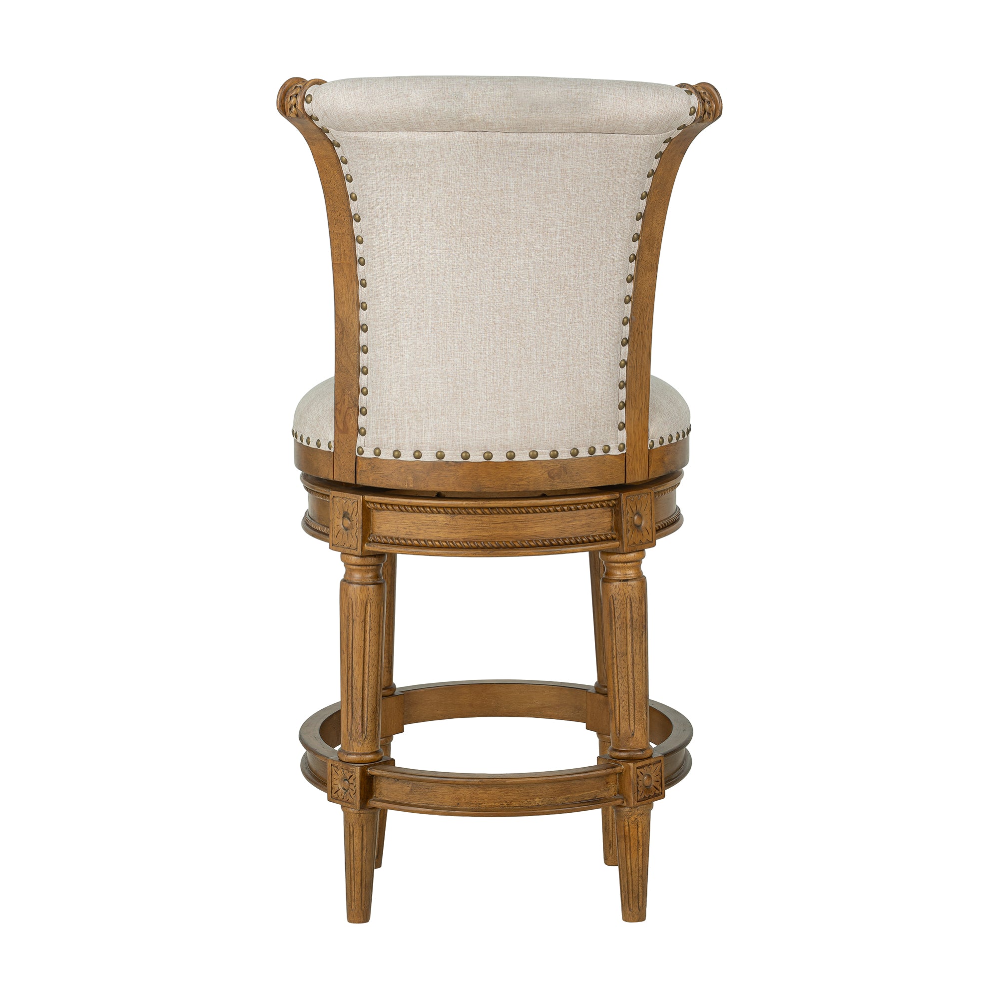 ROME + OAK Runyan 26" Swivel Counter Stool, Weathered Oak, Sand Fabric, Set of 2