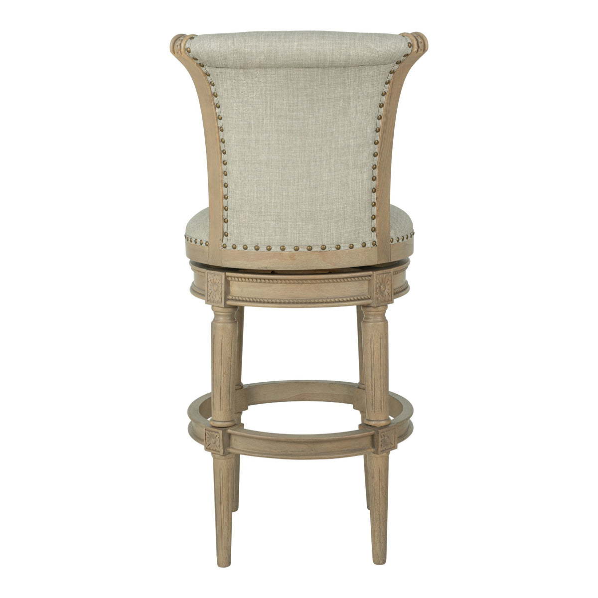 ROME + OAK Runyan 31" Swivel Bar Stool, Reclaimed Oak, Ash Grey Fabric, Set of 2