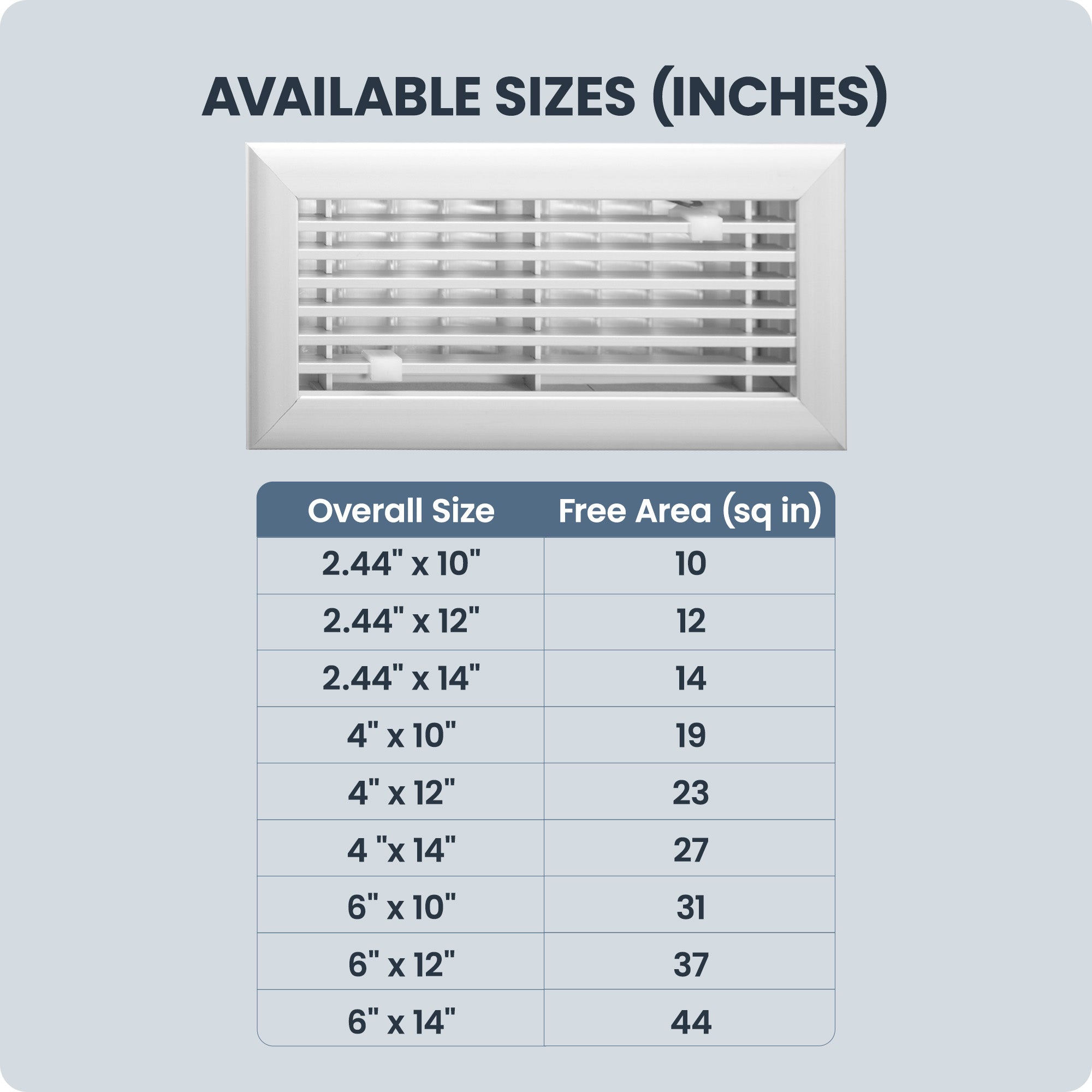 Hart & Cooley 2" x 14" Aluminum Floor Register, HVAC Air Vent Cover, White - VMInnovations