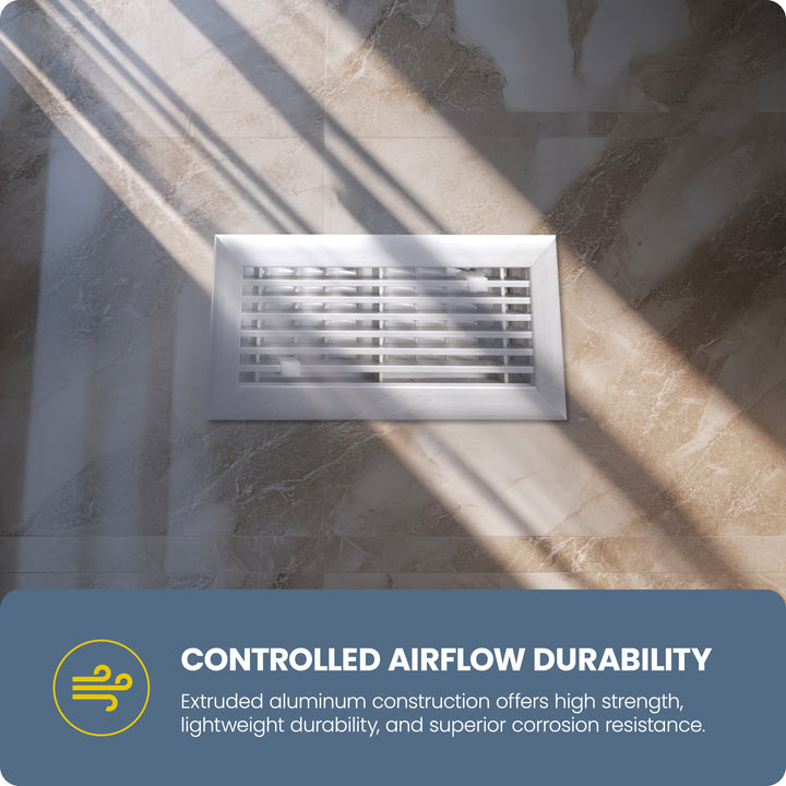 Hart & Cooley 6" x 10" Aluminum Floor Register, HVAC Air Vent Cover, White - VMInnovations