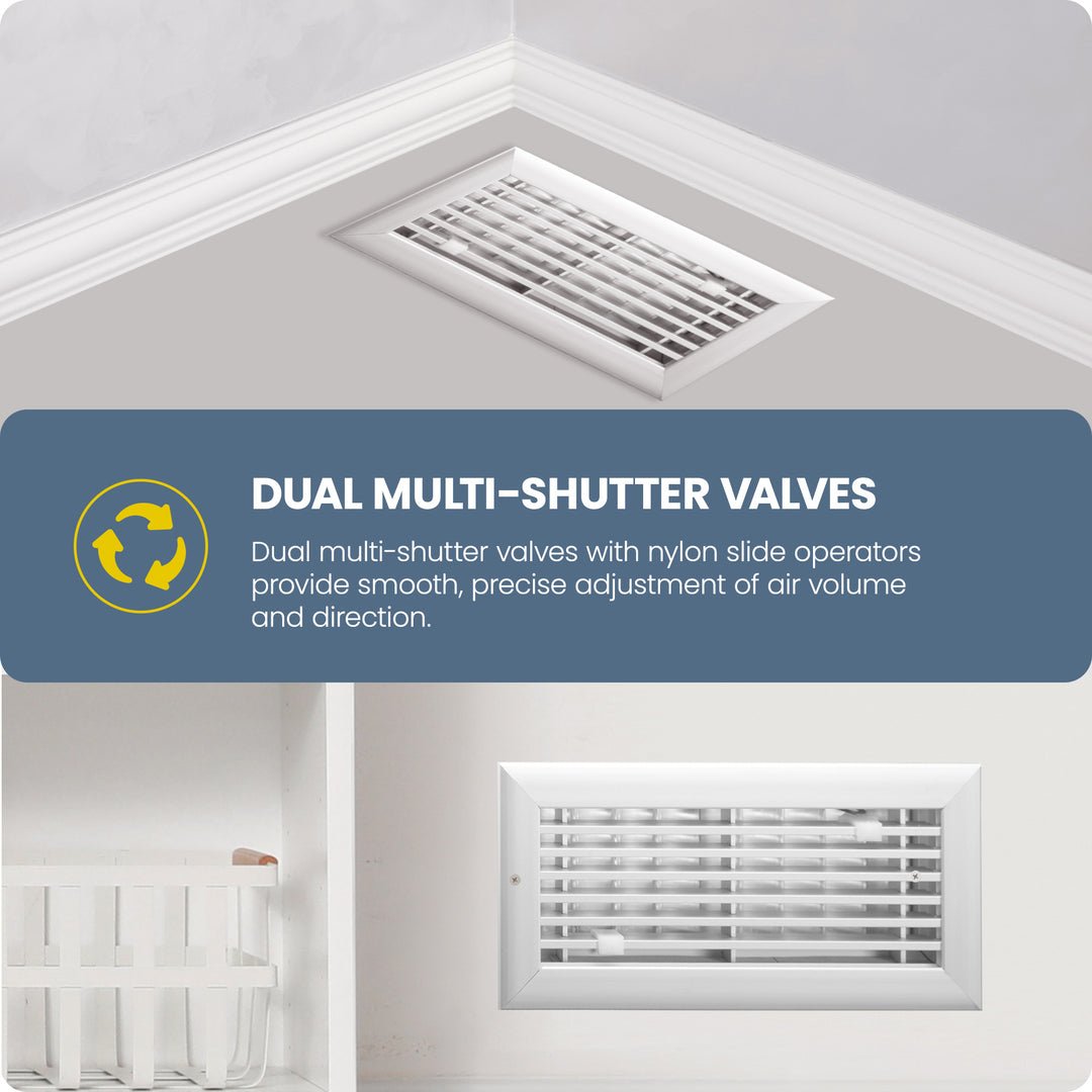 Hart & Cooley 6" x 14" Aluminum Floor Register, HVAC Air Vent Cover, White - VMInnovations