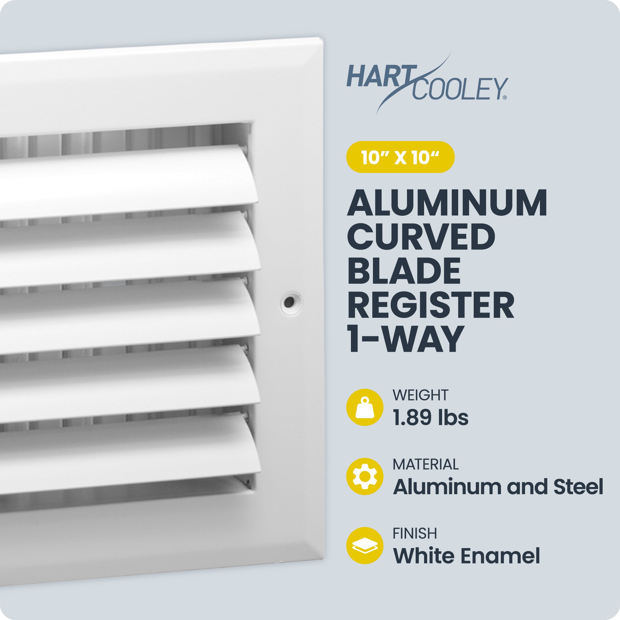 Hart & Cooley 10"x10" Aluminum Curved Blade Register Multi-Shutter Damper, 4-Way - VMInnovations
