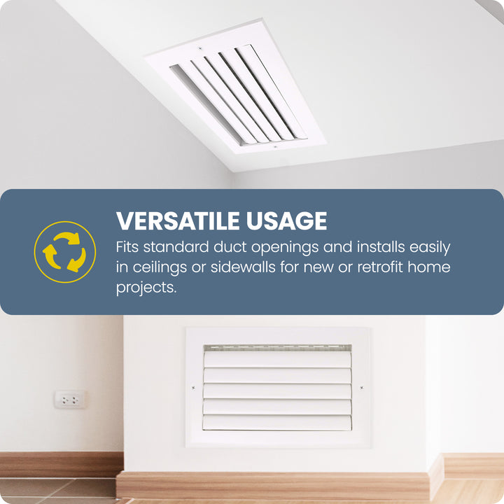 Hart & Cooley 10"x10" Aluminum Curved Blade Register Multi-Shutter Damper, 4-Way - VMInnovations