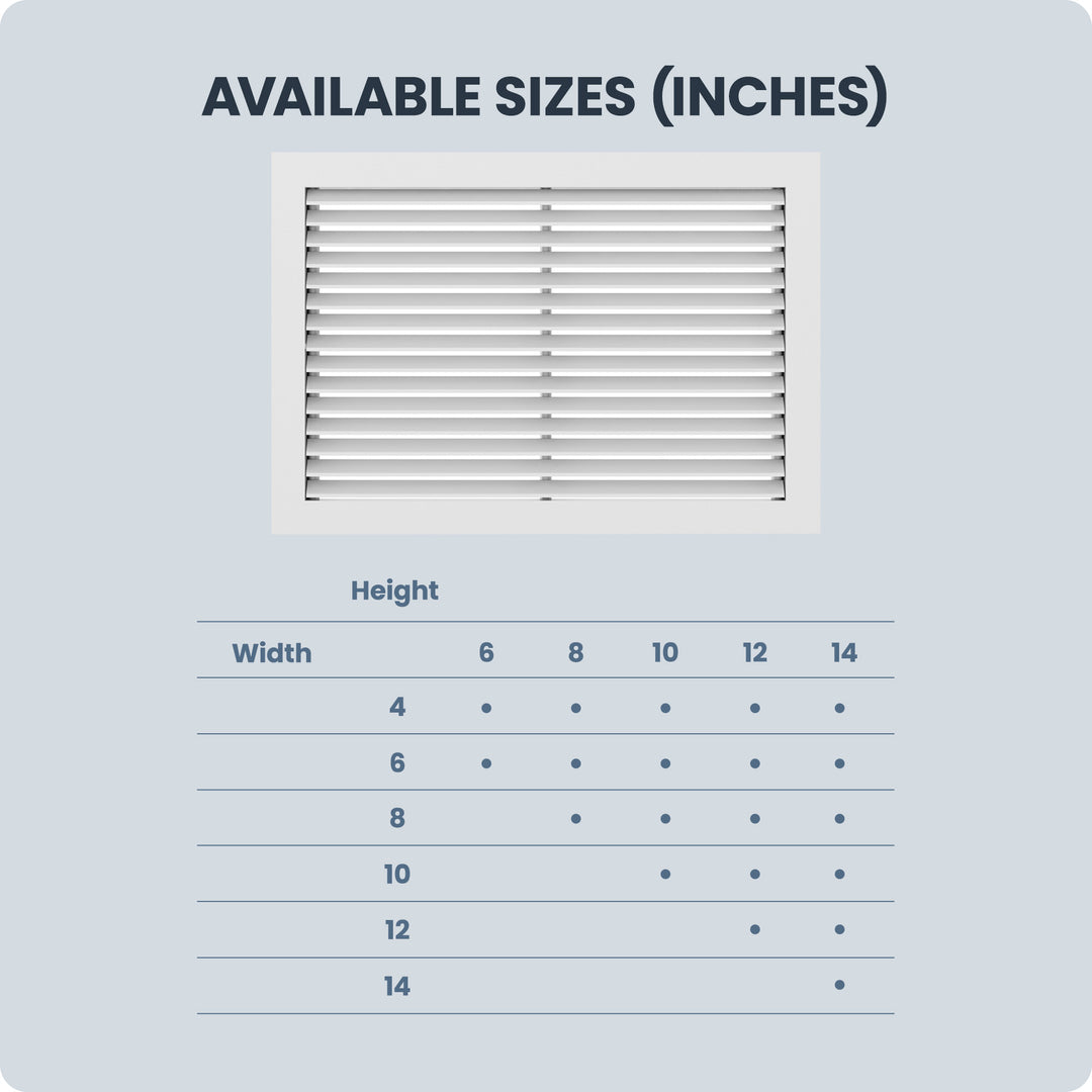 Hart & Cooley Return Air Grille 16” x 16” Aluminum, 45 Degree Fixed Blade, White - VMInnovations