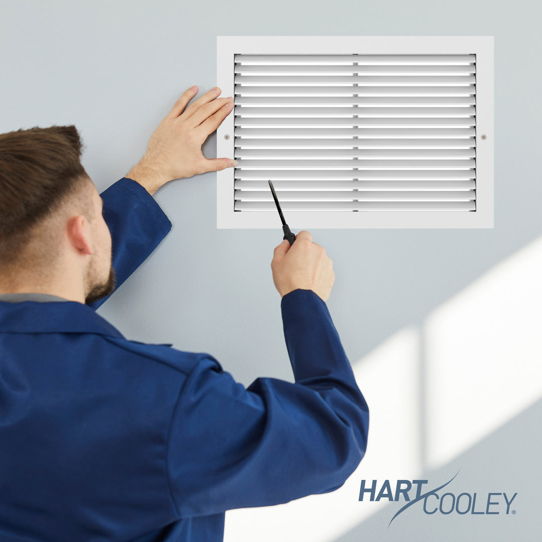 Hart & Cooley Return Air Grille 16” x 16” Aluminum, 45 Degree Fixed Blade, White - VMInnovations