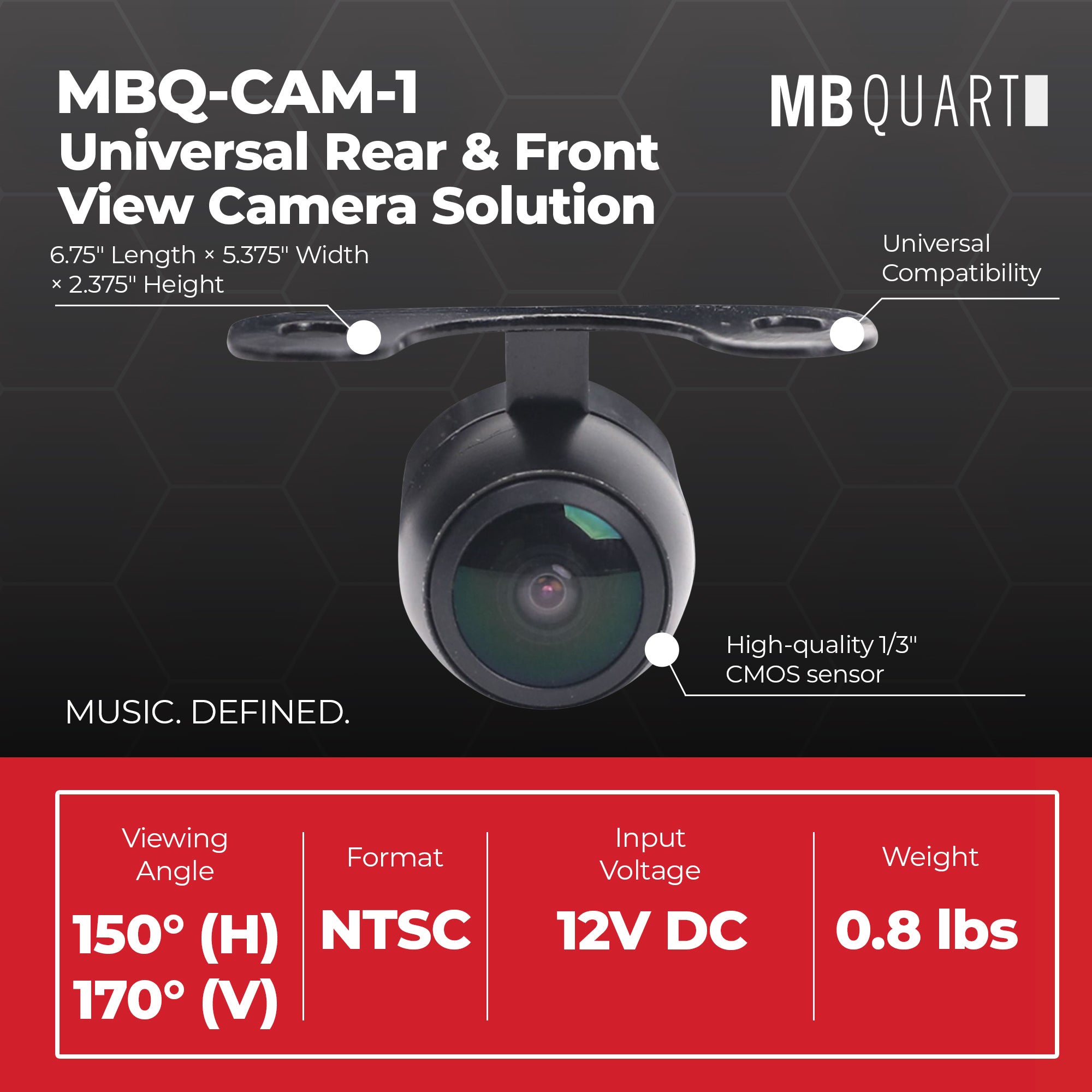 MB Quart MBQ-CAM-1 Auxiliary Camera Kit for Rear View System, Universal Mount - VMInnovations