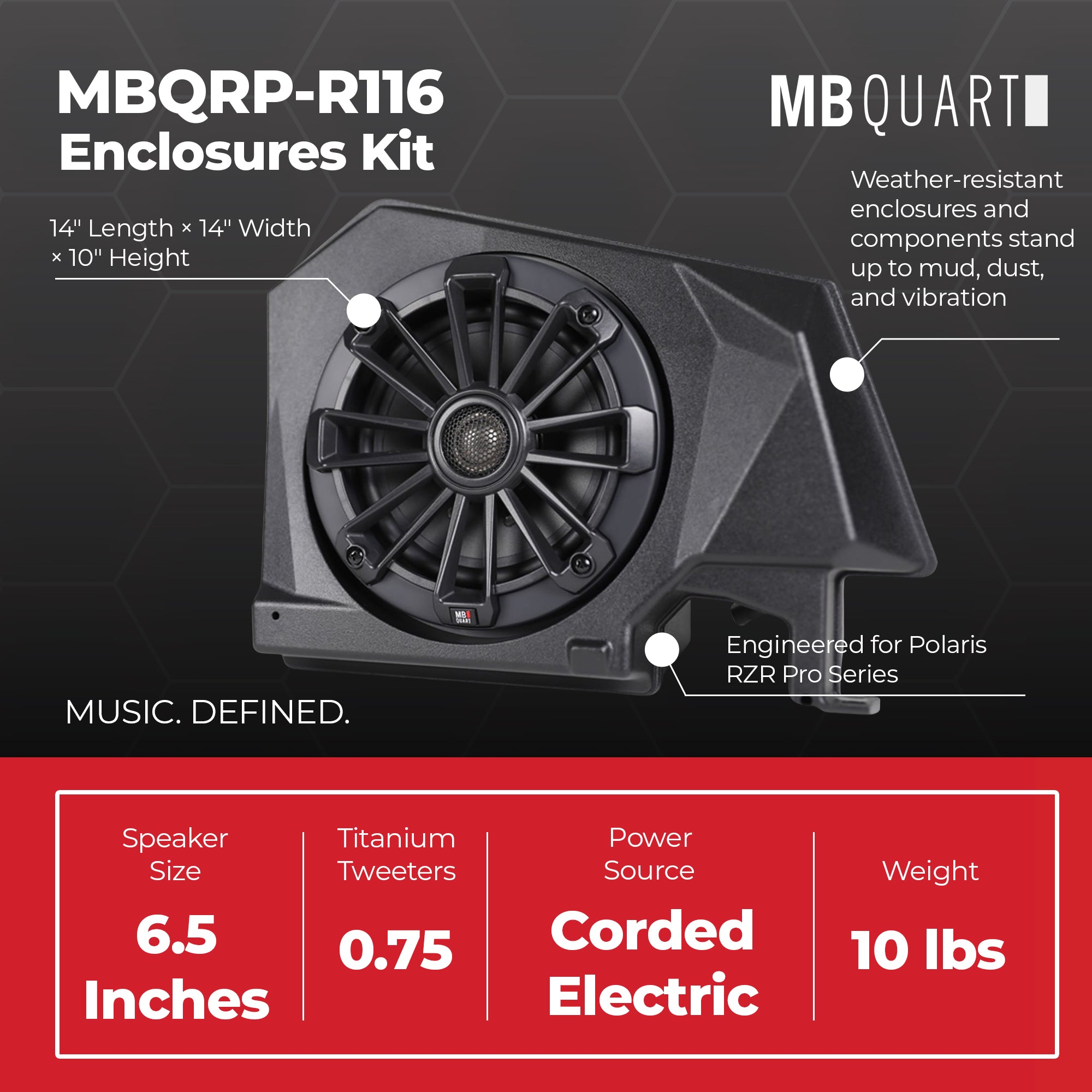 MB Quart Enhanced 6.5" Rear Speaker Enclosures Kit RZR Pro XP Pro R, and Turbo R - VMInnovations