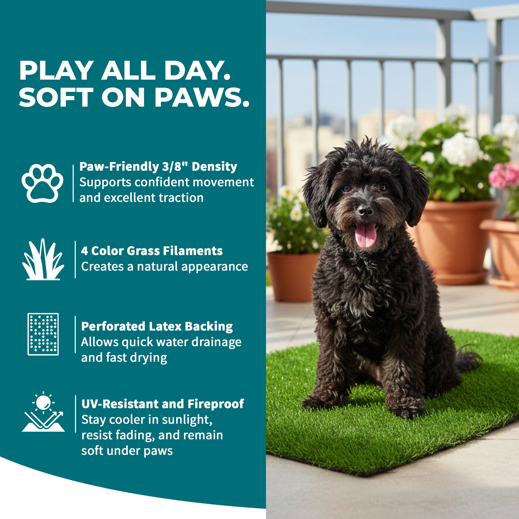 Bliss Artificial Grass, Dog Potty Train Mat, Easy Clean Drainage, 47.3" x 31.5" - VMInnovations