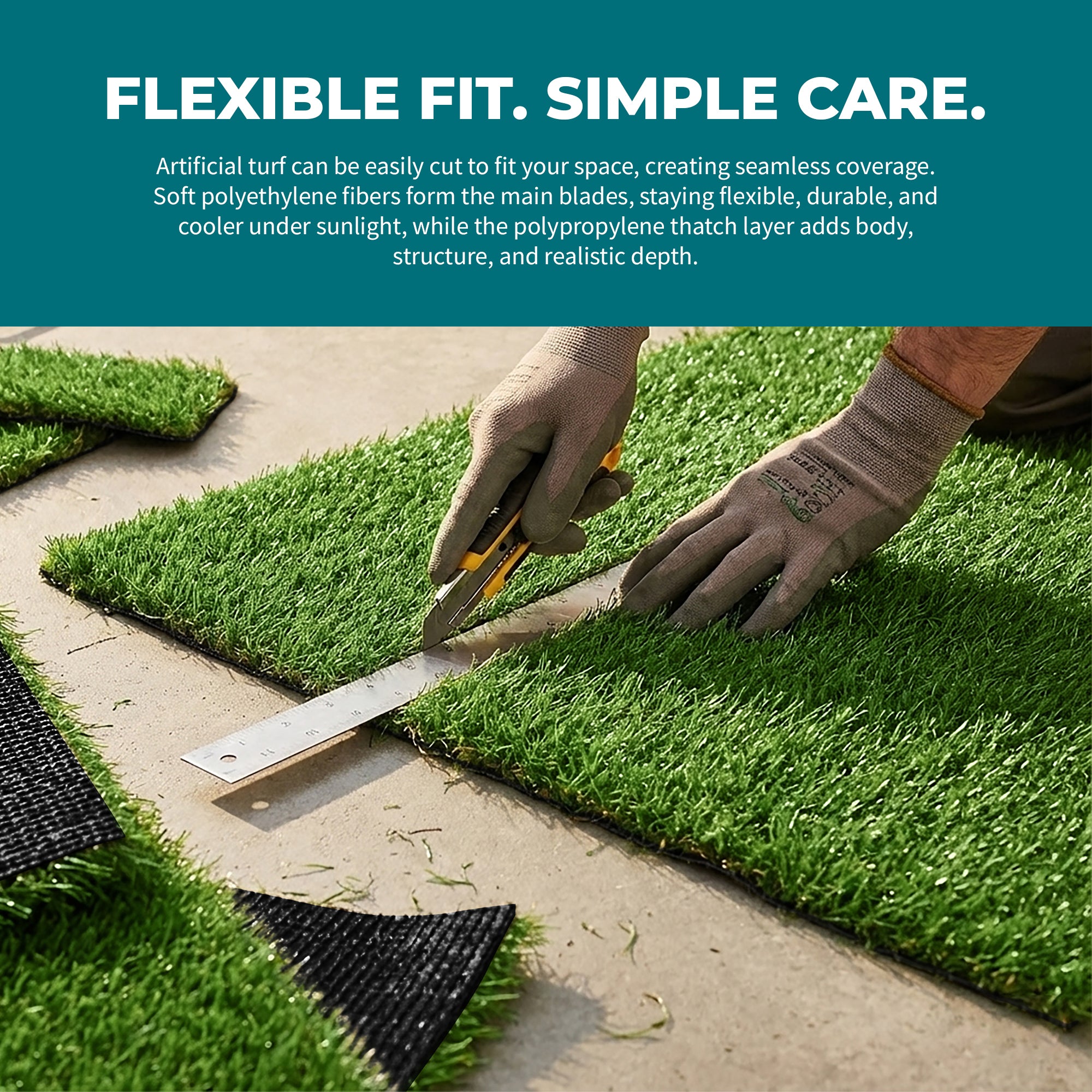 Bliss Artificial Grass, Indoor/Outdoor Easy Clean Turf Mat - 3' x 10' (Open Box)