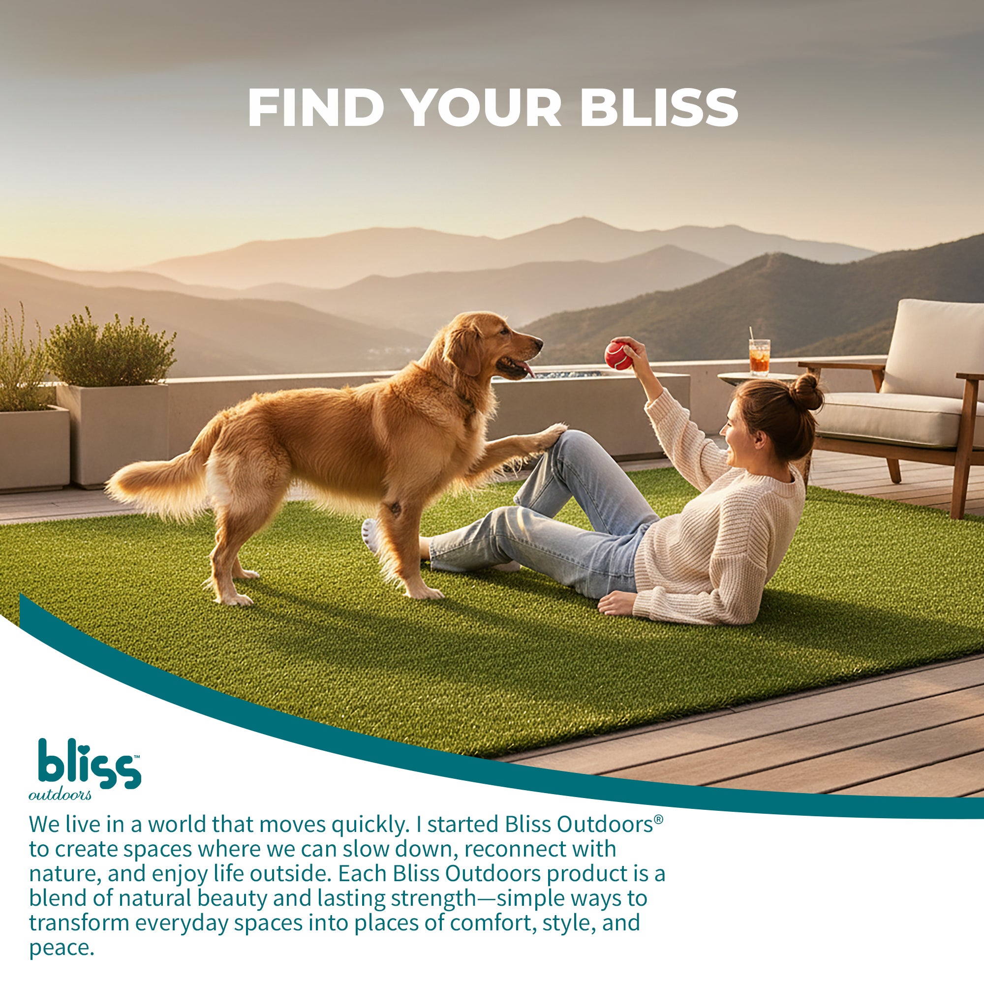Bliss Artificial Grass Rug, Indoor/Outdoor Mat, Easy Clean Drainage - 5' x 8' - VMInnovations