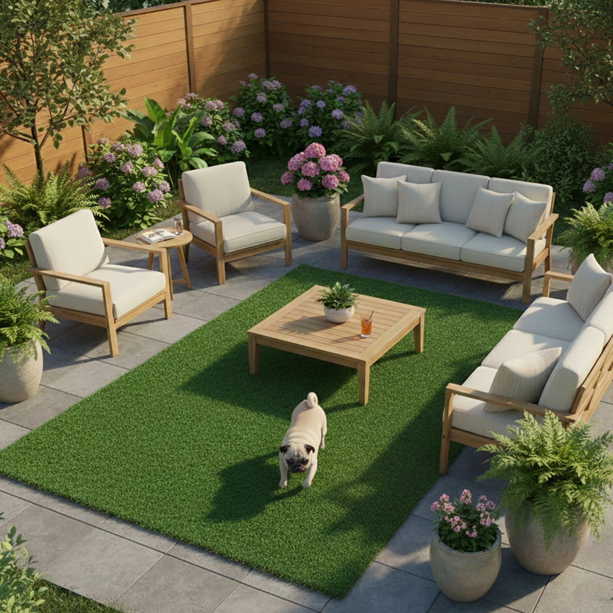 Bliss Artificial Grass Rug, Indoor/Outdoor Mat, Easy Clean Drainage - (Used)