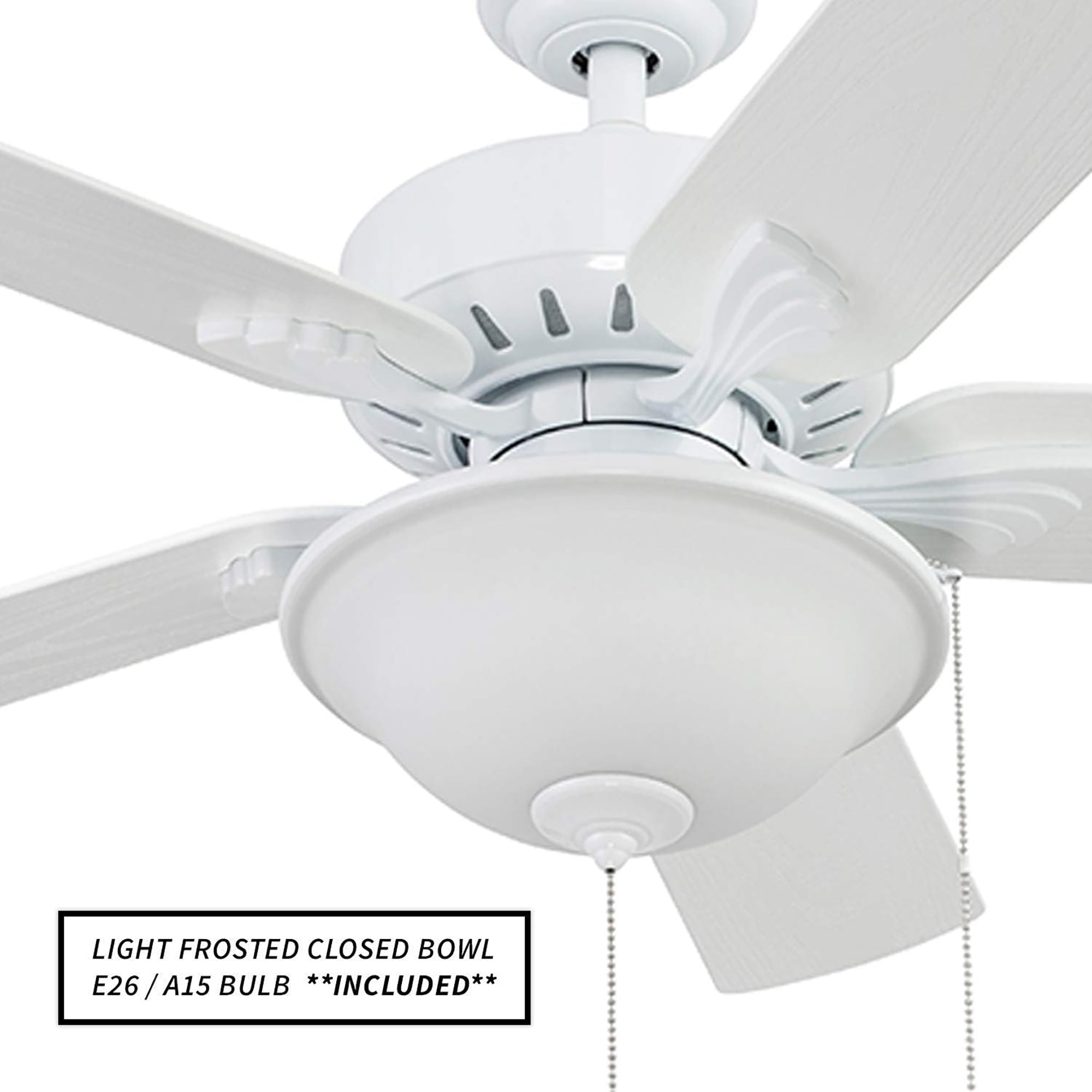 Portage Bay 42" Ceiling Fan w/Light, Quiet Motor & Pull Chain, White (Open Box) - VMInnovations