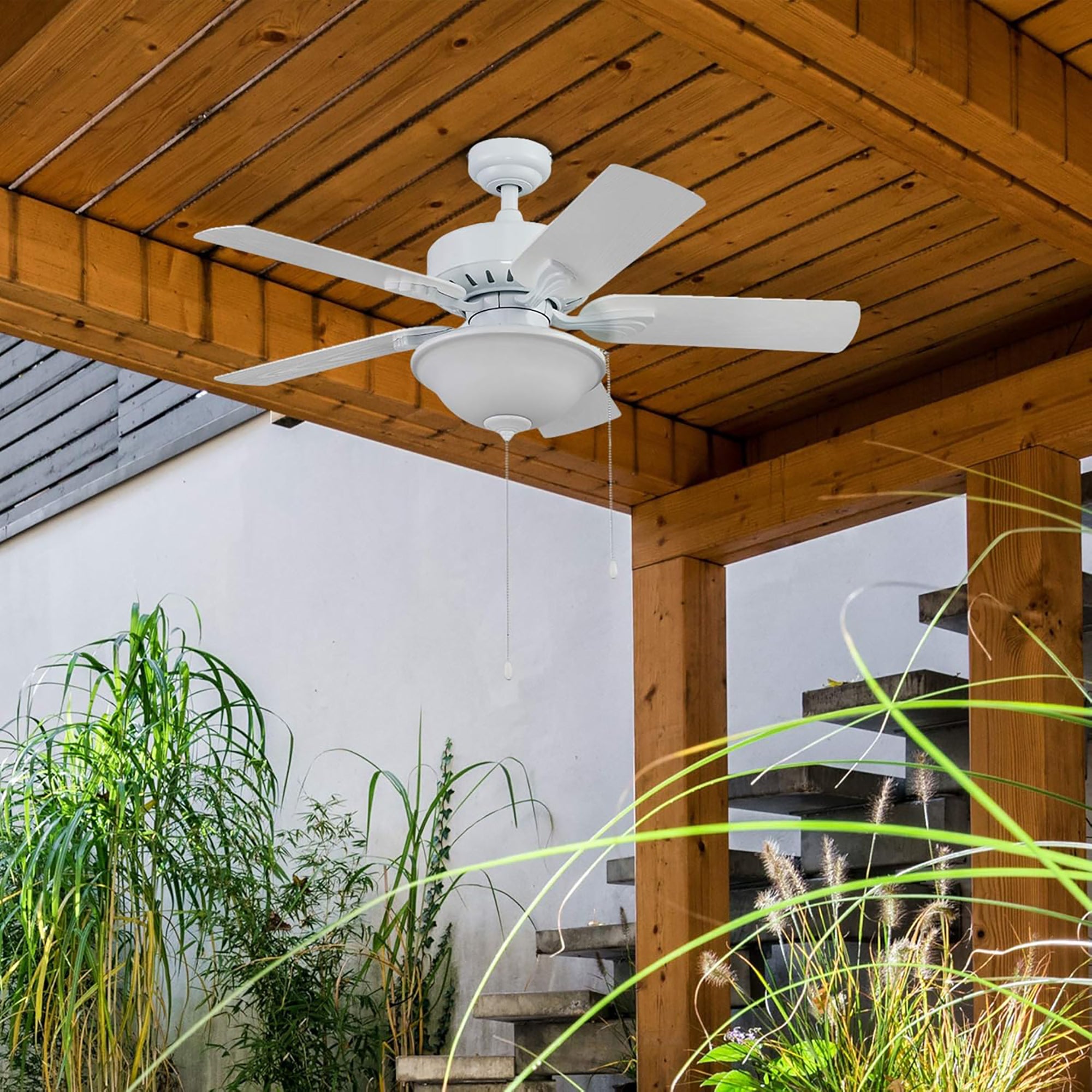 Portage Bay 42" Ceiling Fan w/Light, Quiet Motor & Pull Chain, White (Open Box) - VMInnovations