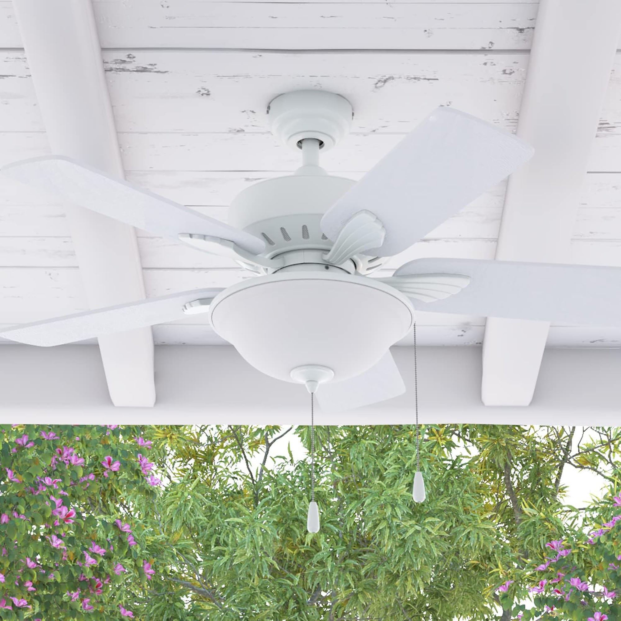 Portage Bay 42" Ceiling Fan w/Light, Quiet Motor & Pull Chain, White (Open Box) - VMInnovations