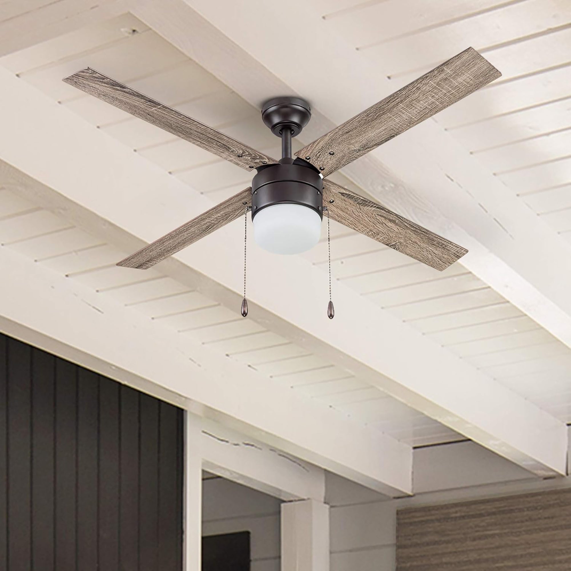 Portage Bay Chism 52" Ceiling Fan with Light, Quiet Motor & Pull Chain, Bronze - VMInnovations