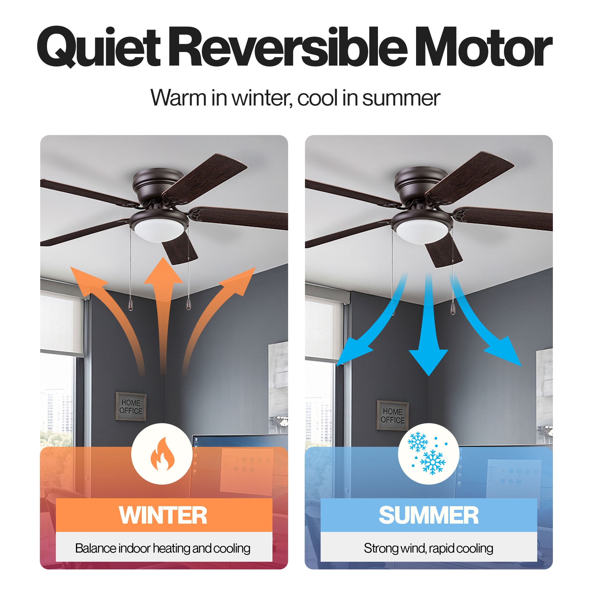 Portage Bay Cherry Hill 52" Ceiling Fan, Quiet Motor & Pull Chain, Sienna Bronze - VMInnovations