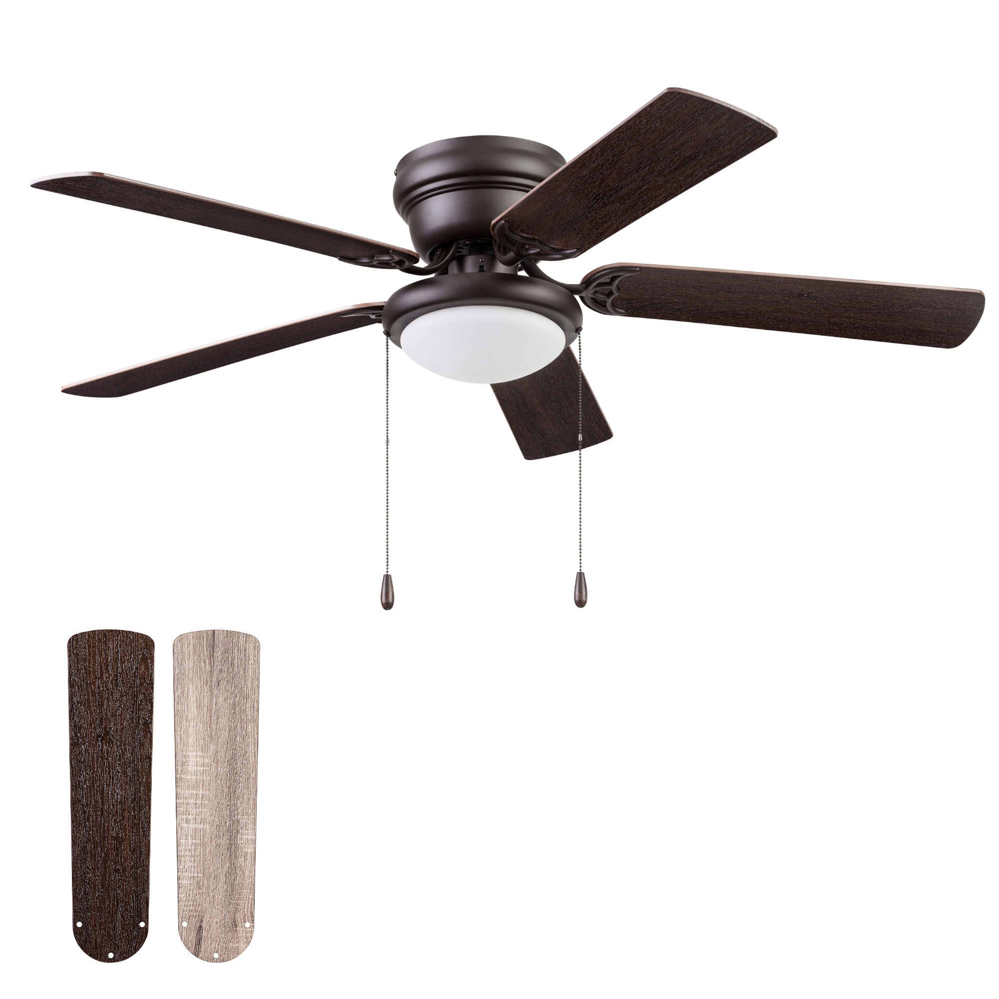 Portage Bay Cherry Hill 52" Ceiling Fan, Quiet Motor & Pull Chain, Sienna Bronze - VMInnovations