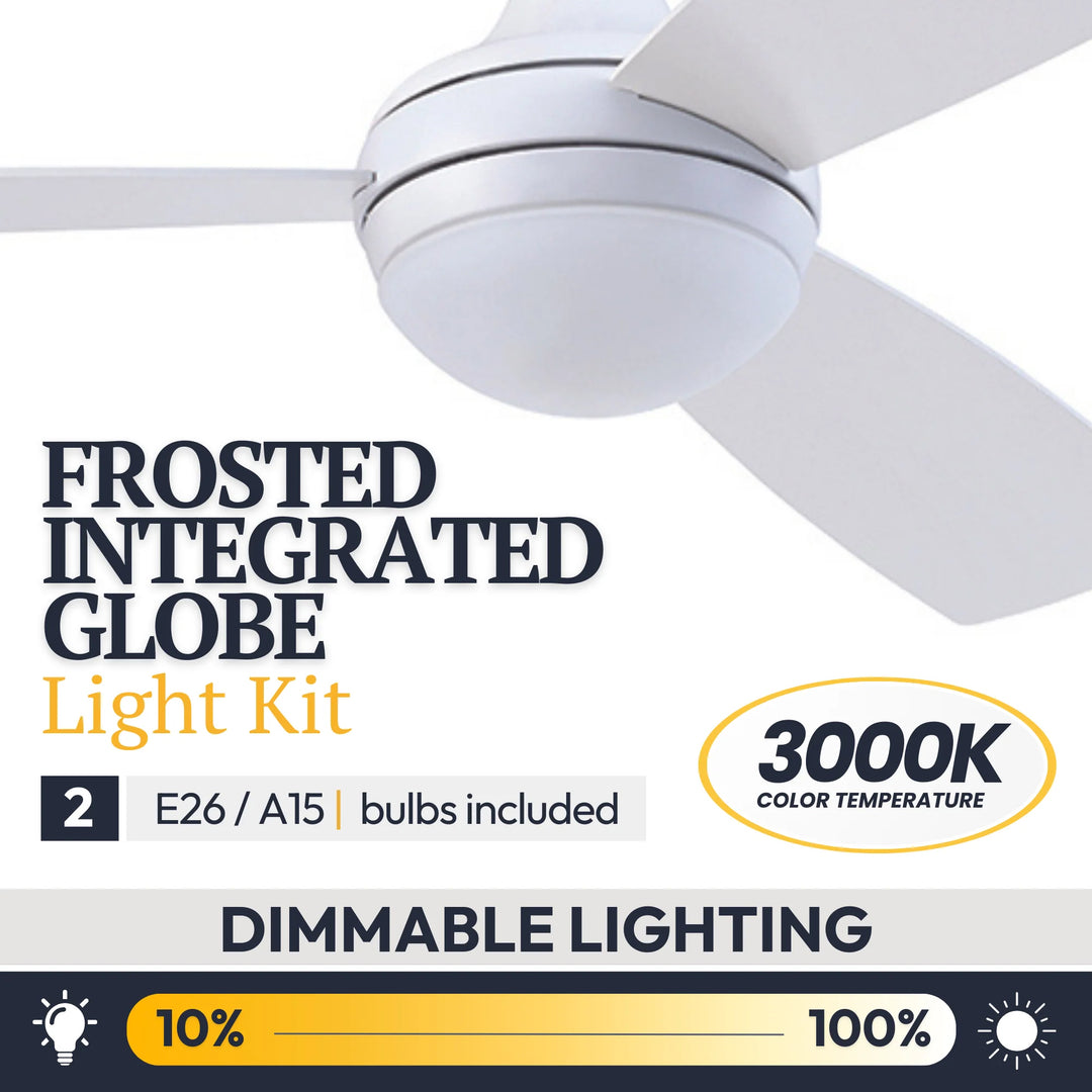 Prominence Home Kailani 52" LED Ceiling Fan, Dual Blades, Pull Chain, White - VMInnovations
