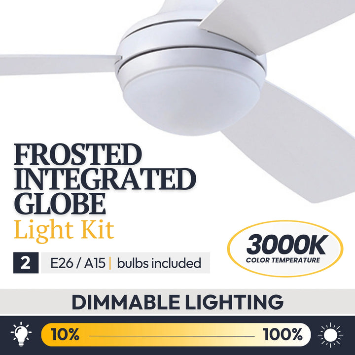 Prominence Home Kailani 52" LED Ceiling Fan, Dual Blades, Pull Chain, White - VMInnovations