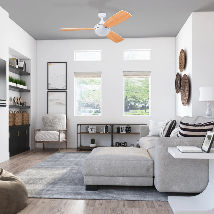 Prominence Home Kailani 52" LED Ceiling Fan, Dual Blades, Pull Chain, White - VMInnovations