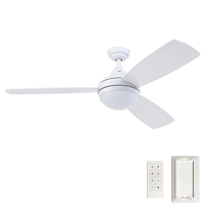 Prominence Home Kailani 52" LED Ceiling Fan, Dual Blades, Pull Chain, White - VMInnovations