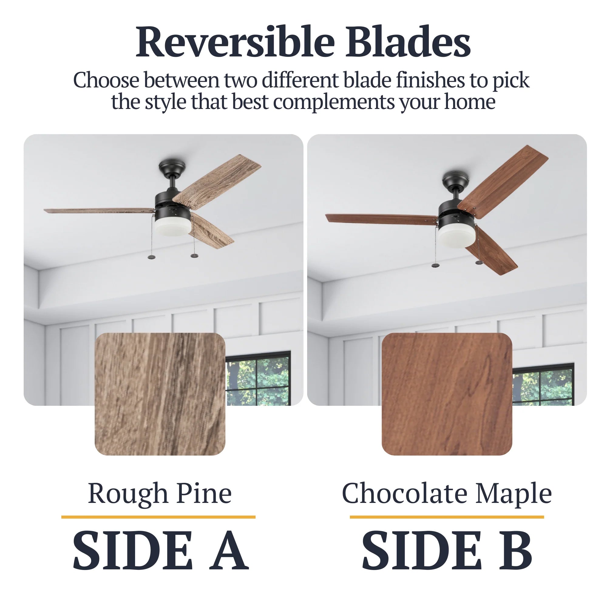 Prominence Home 48" Reston Ceiling Fan Light, Pull Chain&Blades (Open Box)