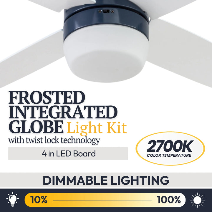 Prominence Home 44" Atlas LED Ceiling Fan with Light, Remote and 4 Blades, Blue - VMInnovations