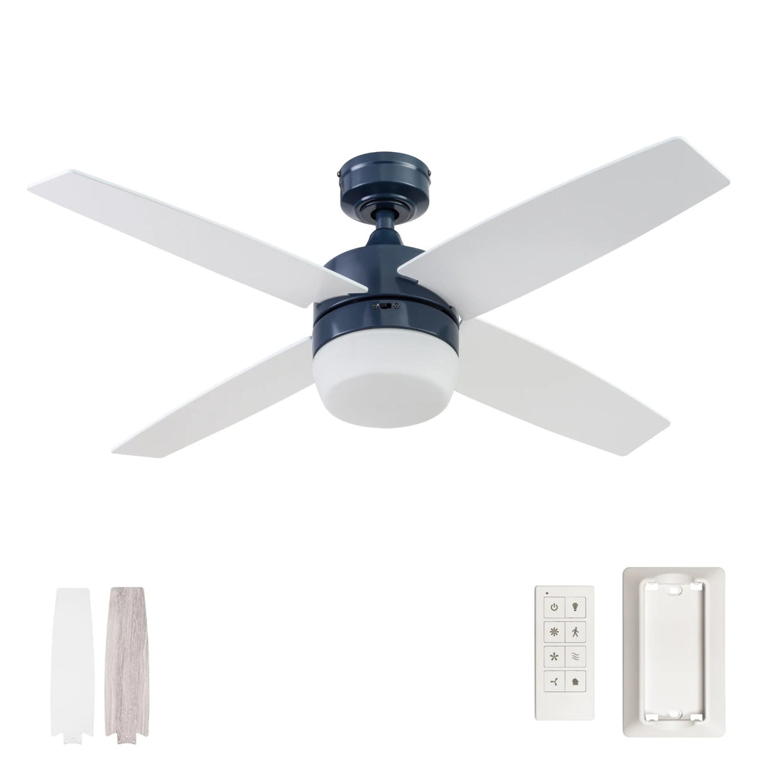 Prominence Home 44" Atlas LED Ceiling Fan with Light, Remote and 4 Blades, Blue - VMInnovations
