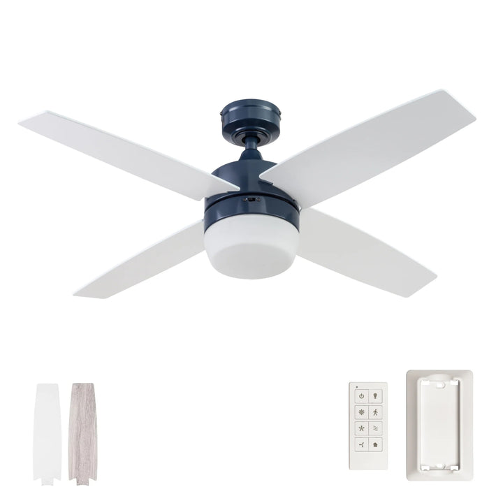 Prominence Home 44" Atlas LED Ceiling Fan with Light, Remote and 4 Blades, Blue - VMInnovations
