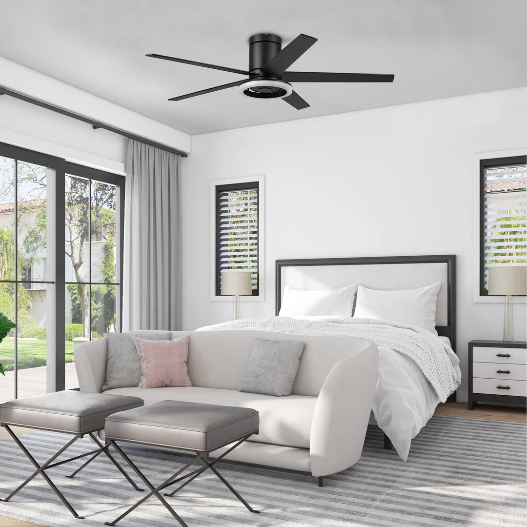 Honeywell Graceshire 52 Inch Ceiling Fan with Ring Light and Remote, Matte Black - VMInnovations