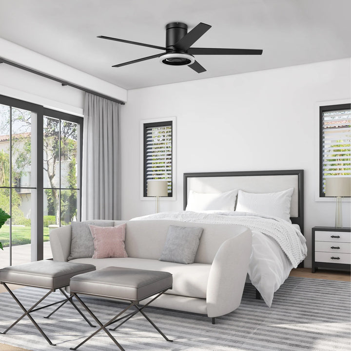 Honeywell Graceshire 52 Inch Ceiling Fan with Ring Light and Remote, Matte Black - VMInnovations