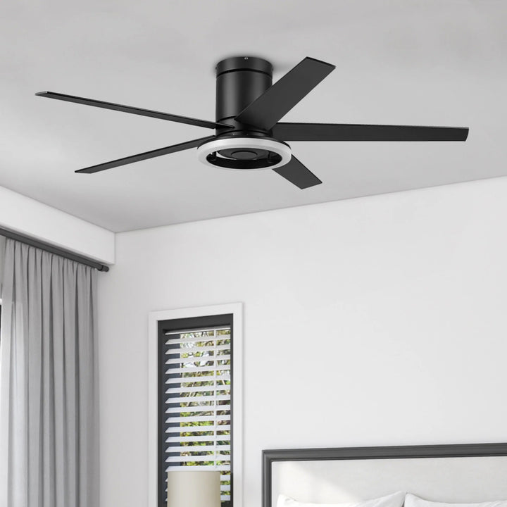 Honeywell Graceshire 52 Inch Ceiling Fan with Ring Light and Remote, Matte Black - VMInnovations
