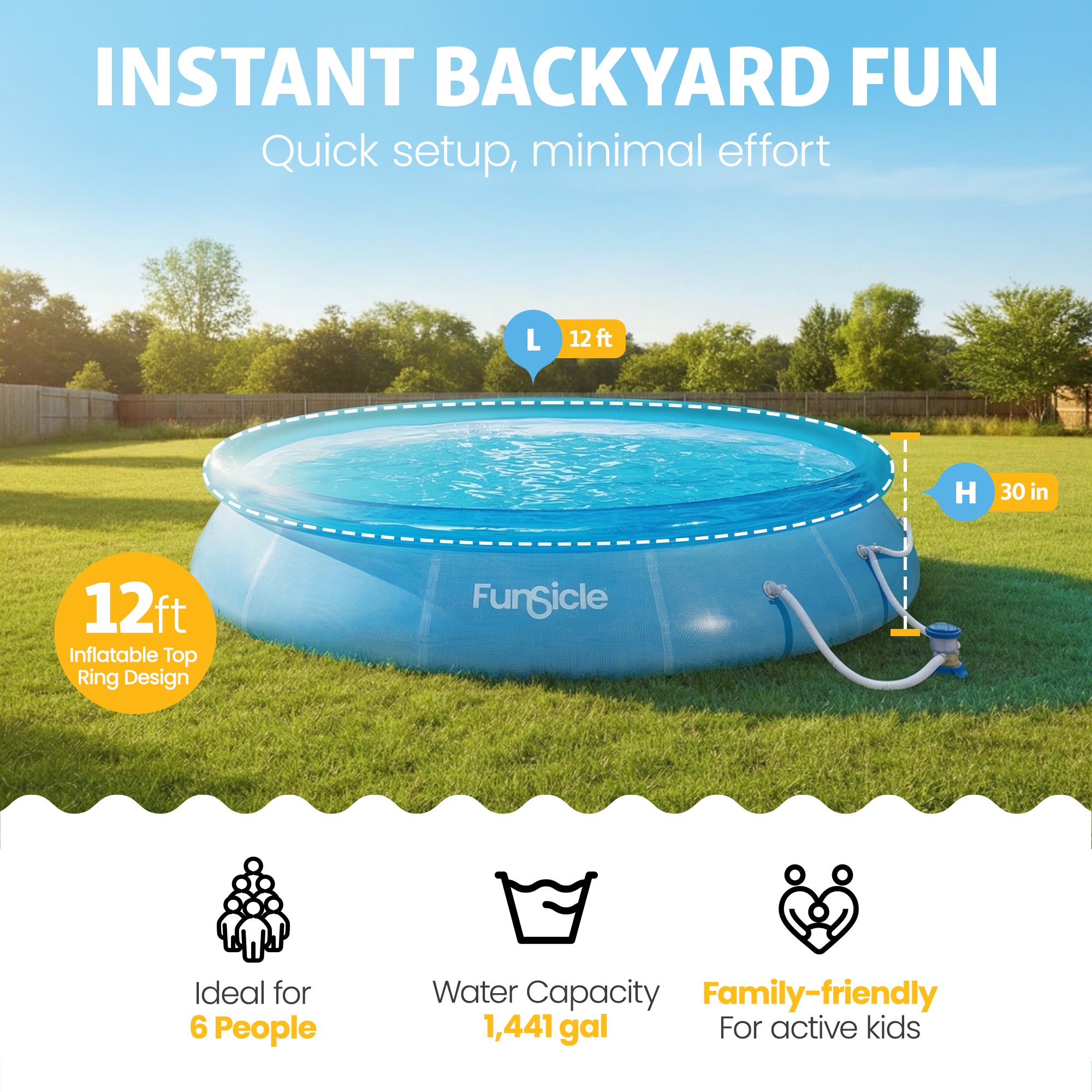 Sea-Thru QuickSet Inflatable Ring Top Outdoor Above Ground Pool (Open Box)