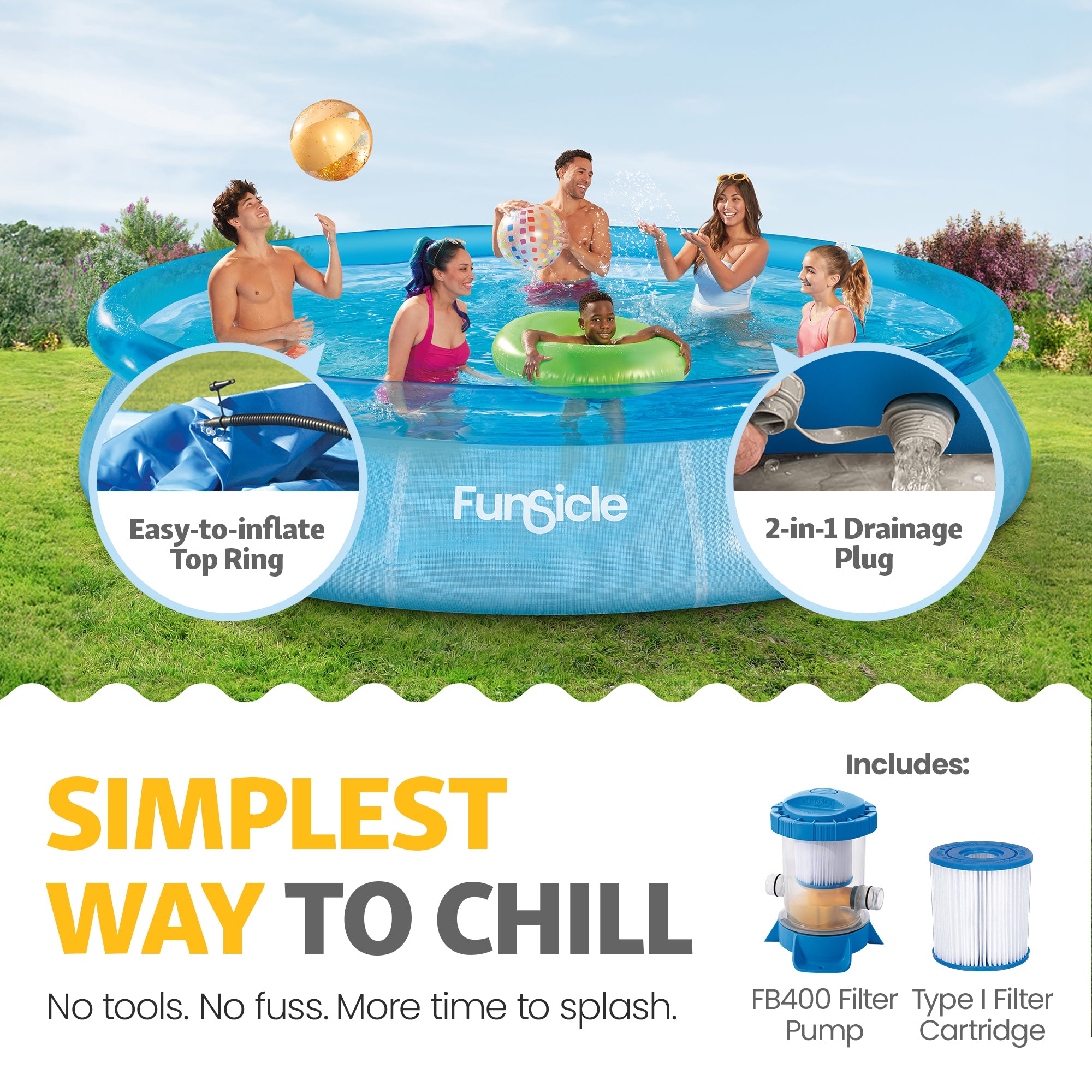 Sea-Thru QuickSet Inflatable Ring Top Outdoor Above Ground Pool (Open Box)