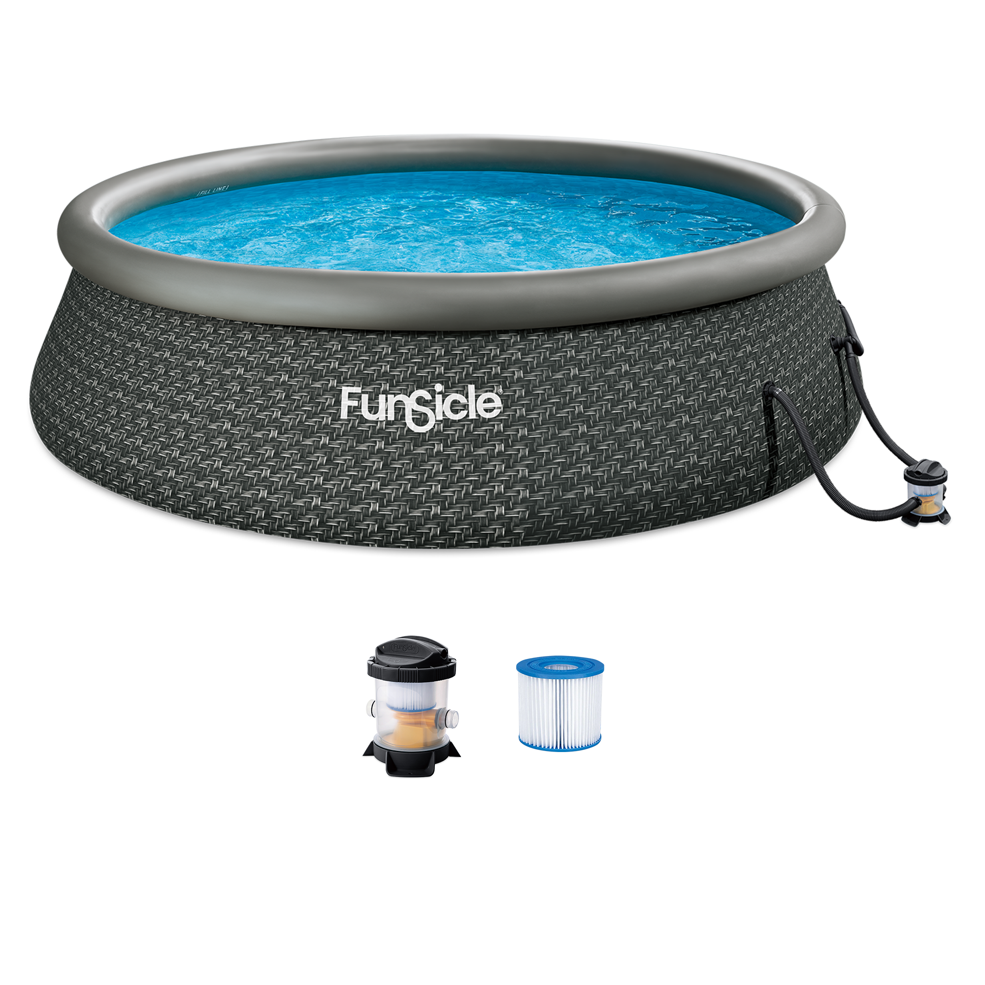 Funsicle QuickSet Inflatable Ring Top Outdoor Above Ground Pool w/Pump (Used)