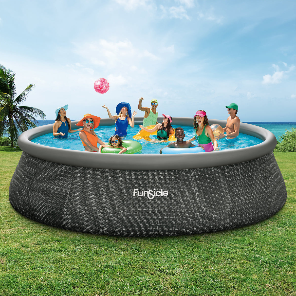 Funsicle 18' x 48" QuickSet Inflatable Ring Top OutdoorPool w/Pump (Open Box)