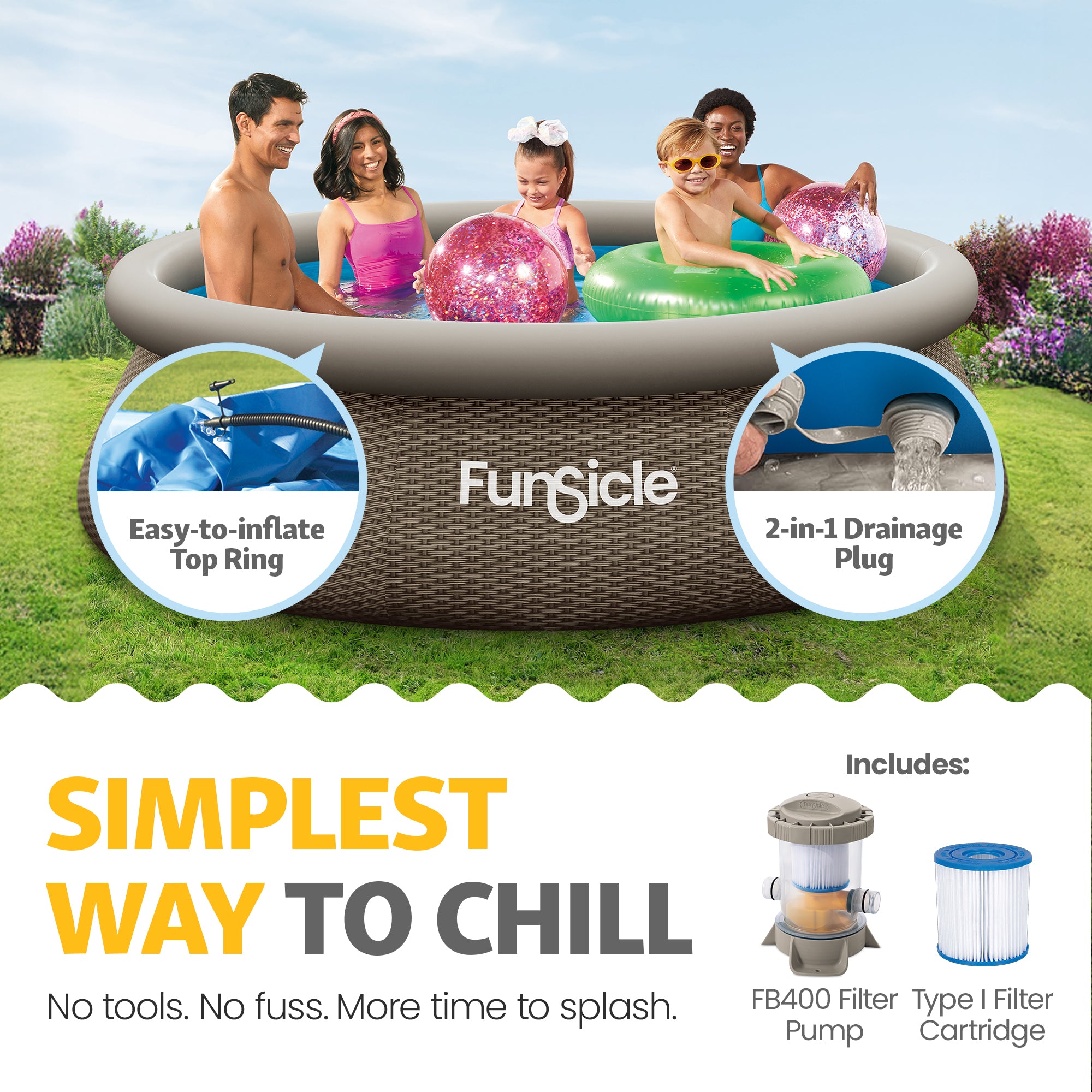 Funsicle 10' x 30" QuickSet Ring Above Ground Swimming Pool, Basketweave (Used)