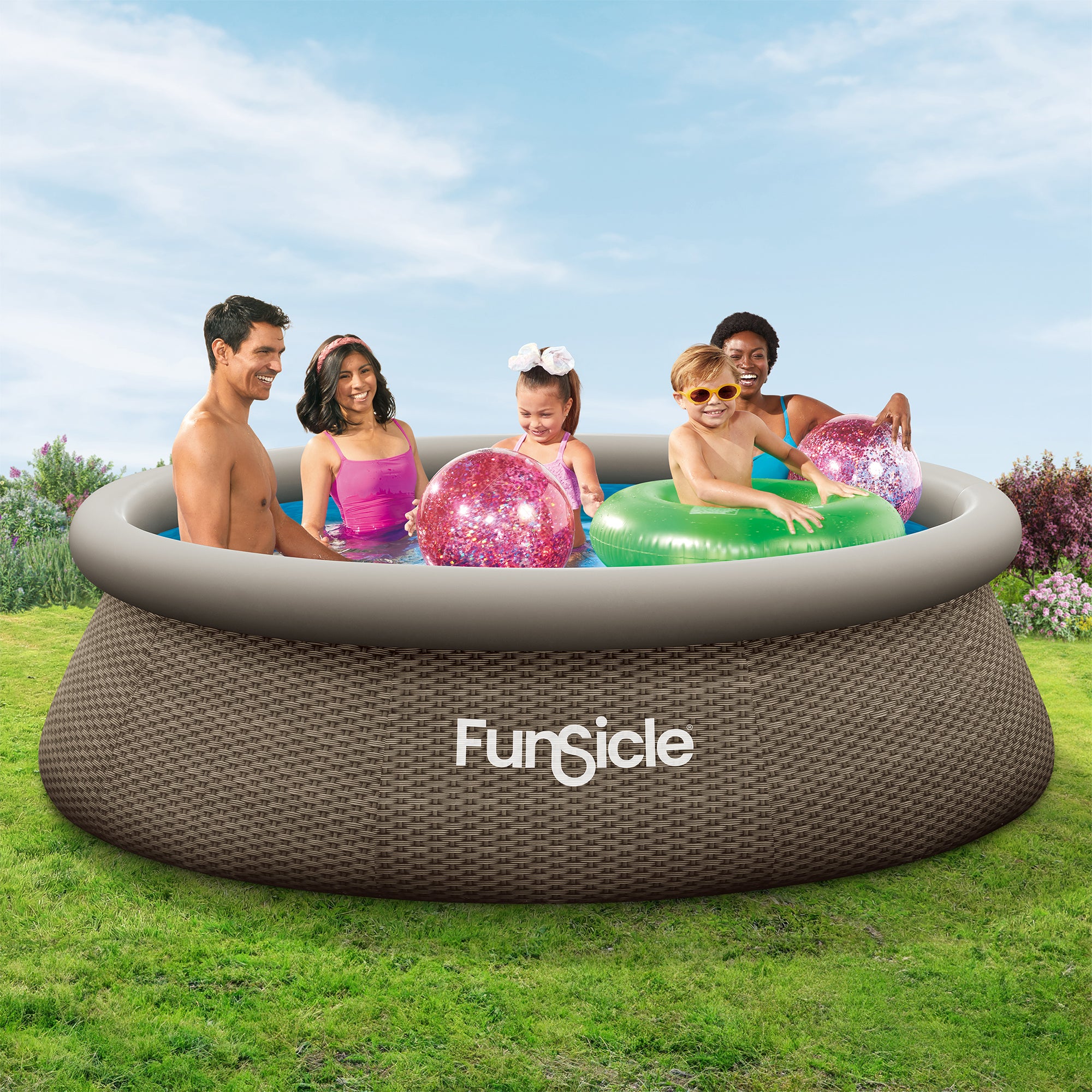 Funsicle 10' x 30" QuickSet Ring Top Above Ground Swimming Pool, Basketweave - VMInnovations