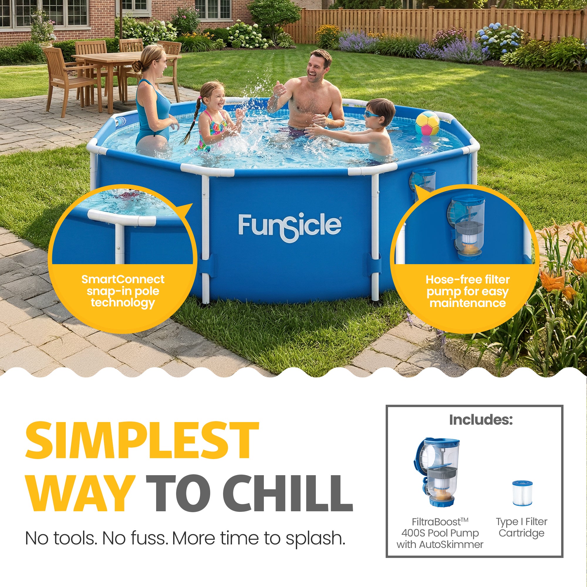 Funsicle Outdoor Activity Round Frame Above Ground Swimming Pool Set (Used) - VMInnovations