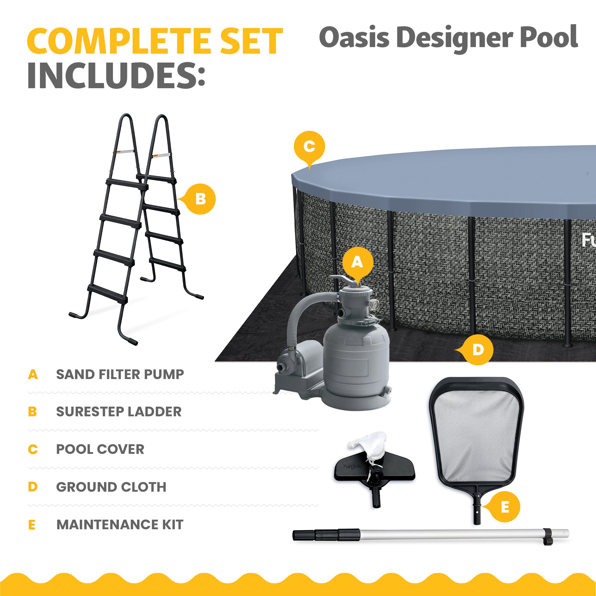 Funsicle 24' x 52" Oasis Designer Round Above Ground Pool, (For Parts) - VMInnovations